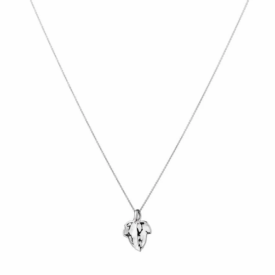 The Leaf 14K Whitegold Pendant w. Diamonds