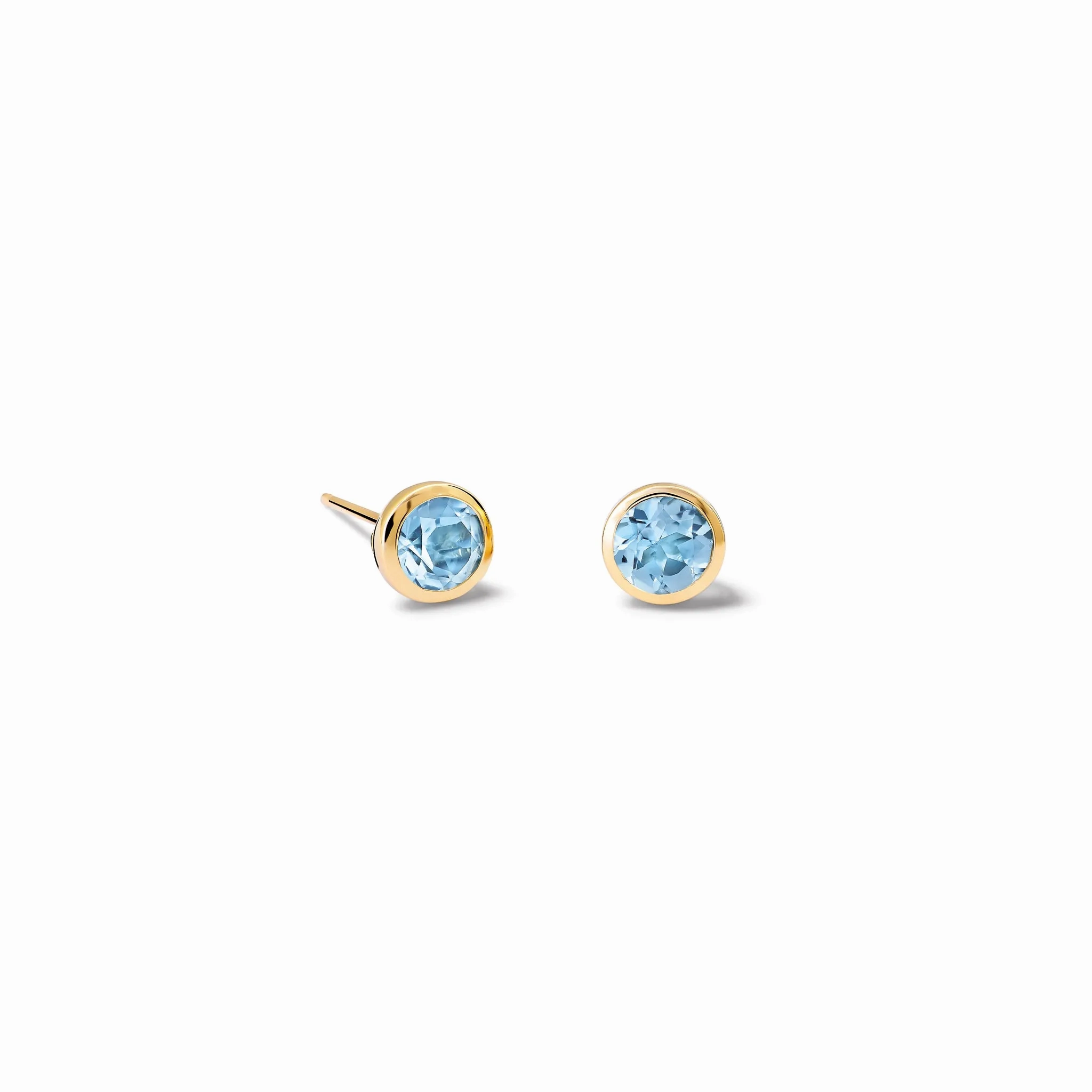 Theresa Stud Earrings Yellow Gold - Blue Topaz