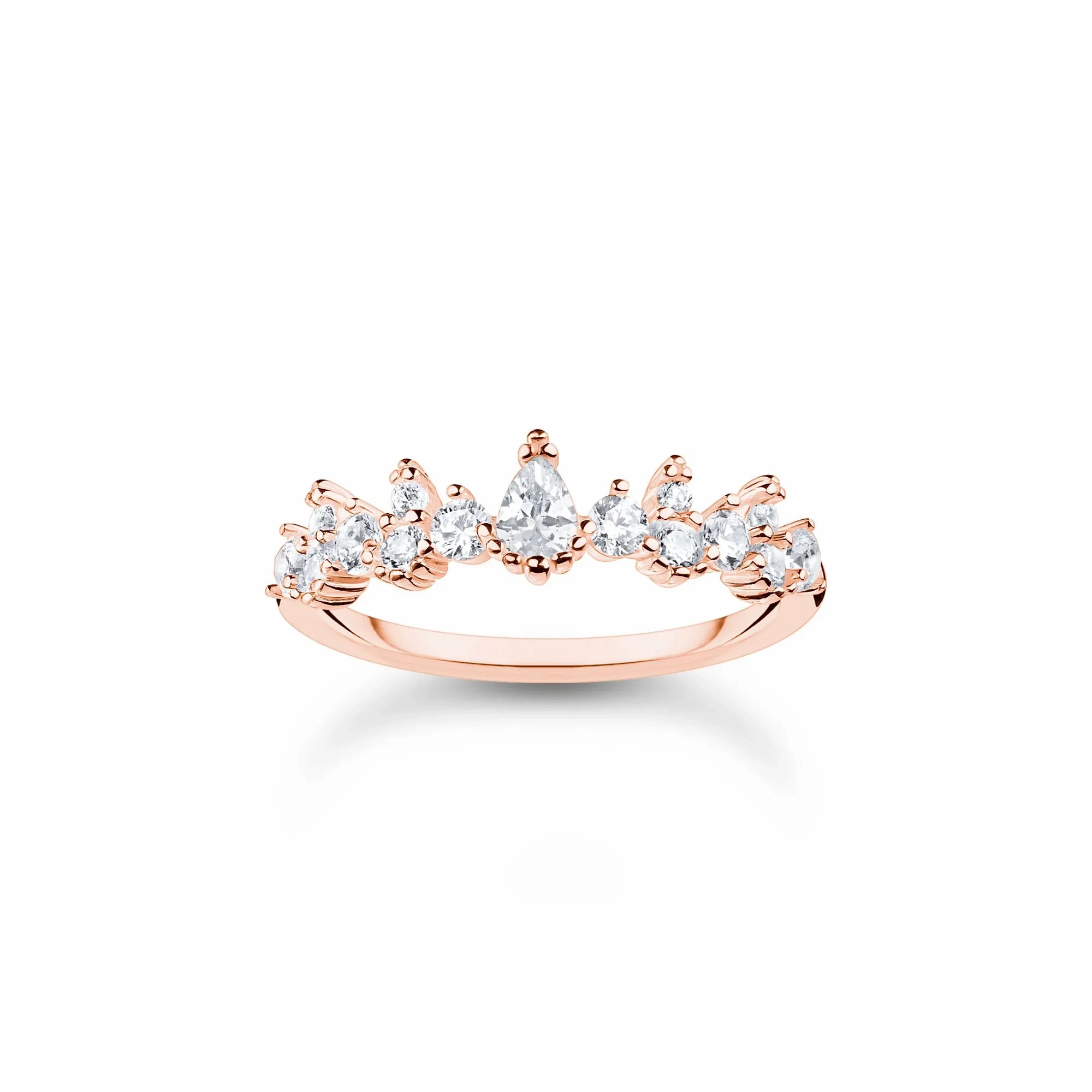 Thomas Sabo Charm Club Rose Gold Plated Sterling Silver Ice Crystals Ring