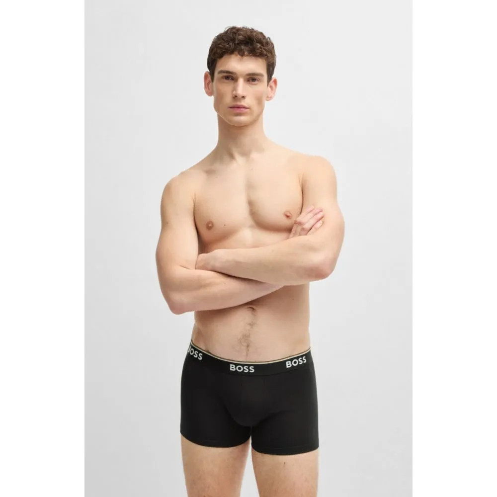 Dreierpack dehnbare Baumwoll-Boxershorts mit Logo-Bund