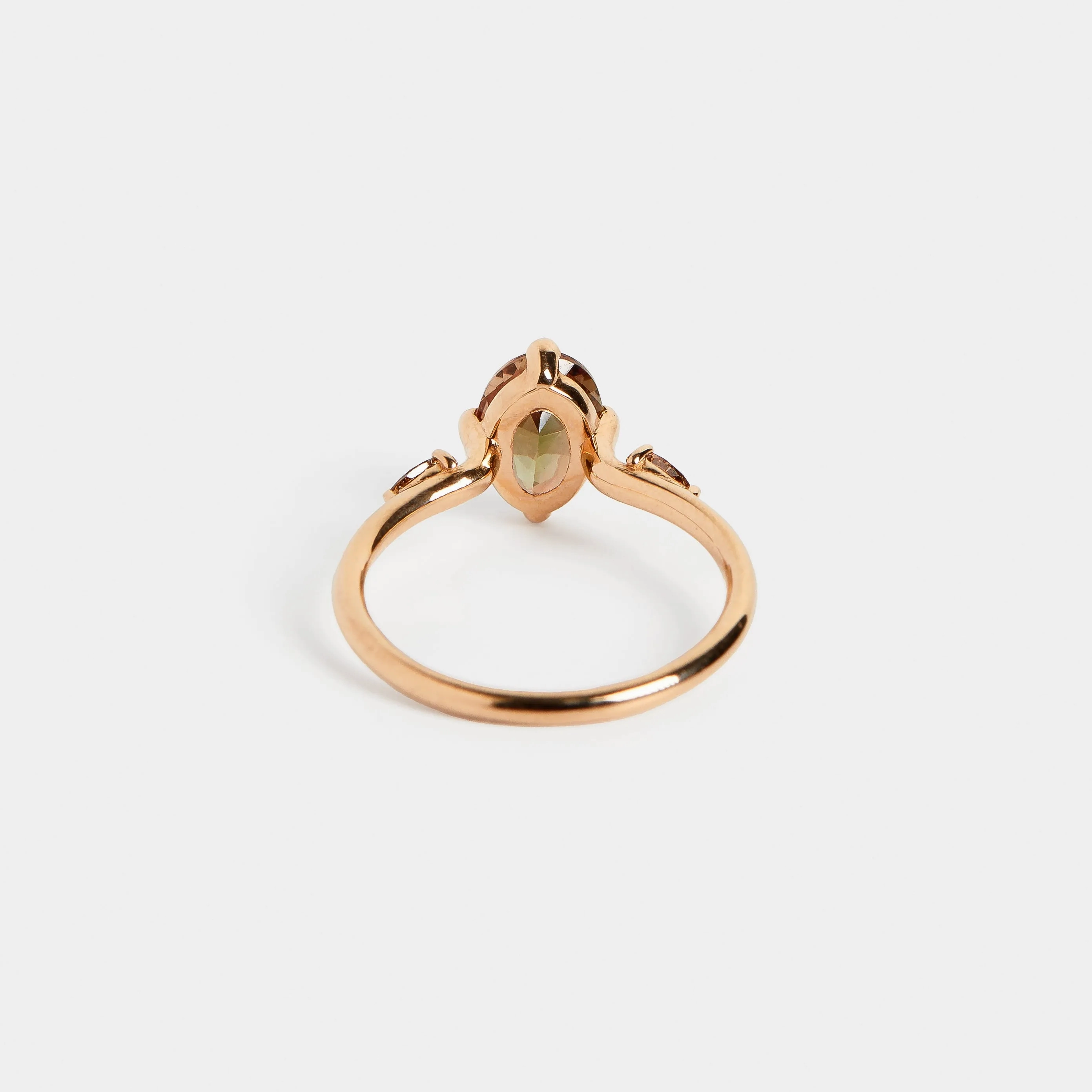 Three Stone Veli Ring with Andalusite and Cognac Diamonds in Gold