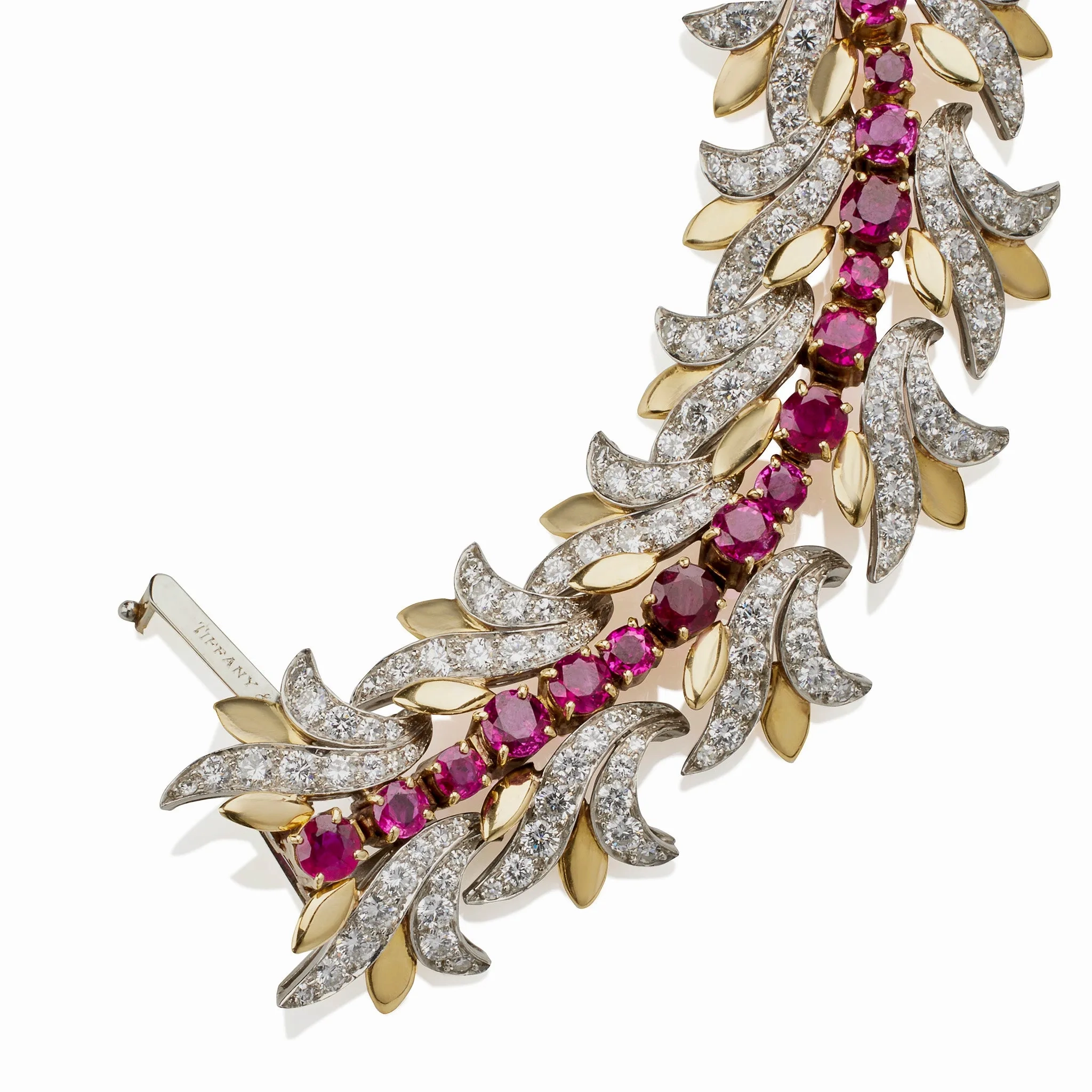 Tiffany &amp; Co. Burmese Ruby and Diamond Leaf Bracelet