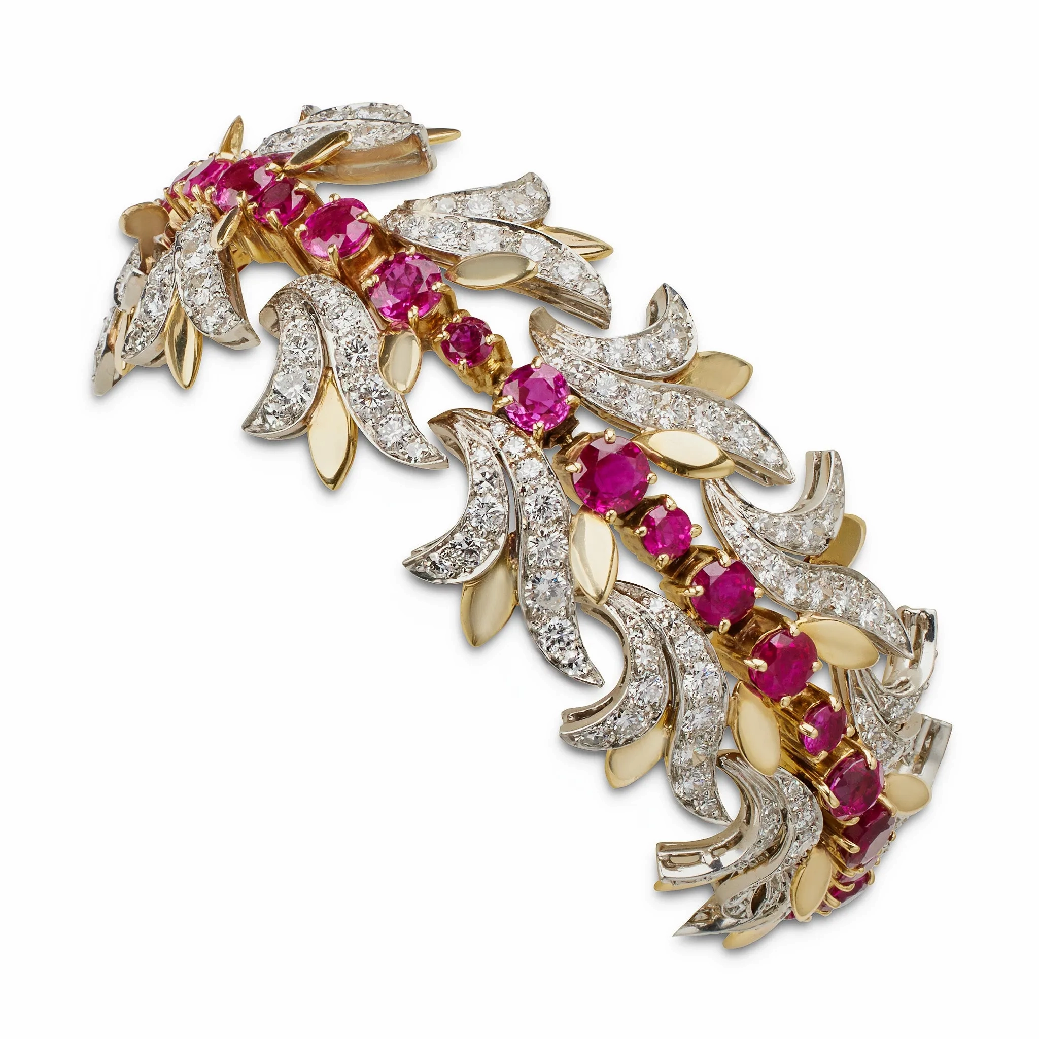 Tiffany &amp; Co. Burmese Ruby and Diamond Leaf Bracelet