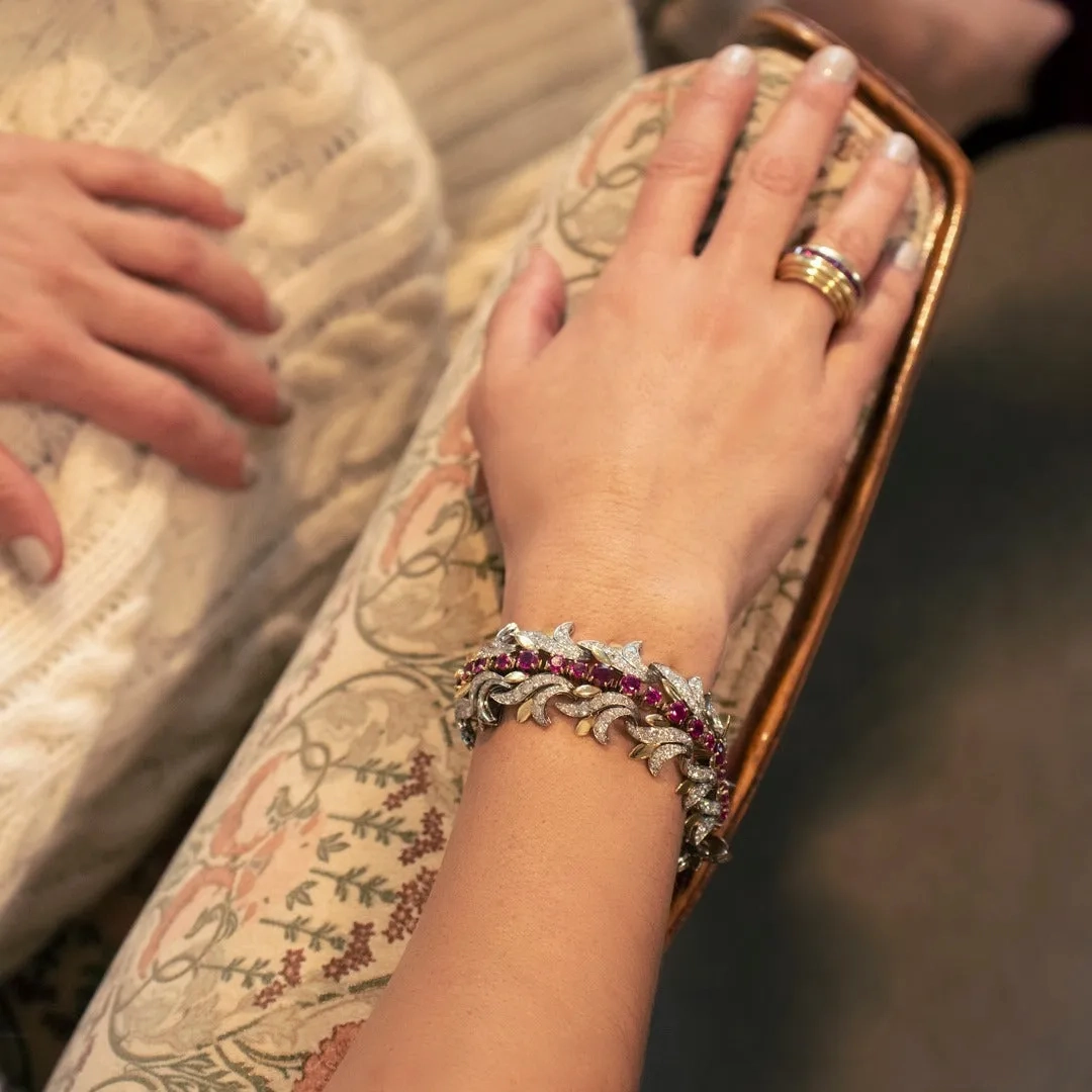 Tiffany &amp; Co. Burmese Ruby and Diamond Leaf Bracelet