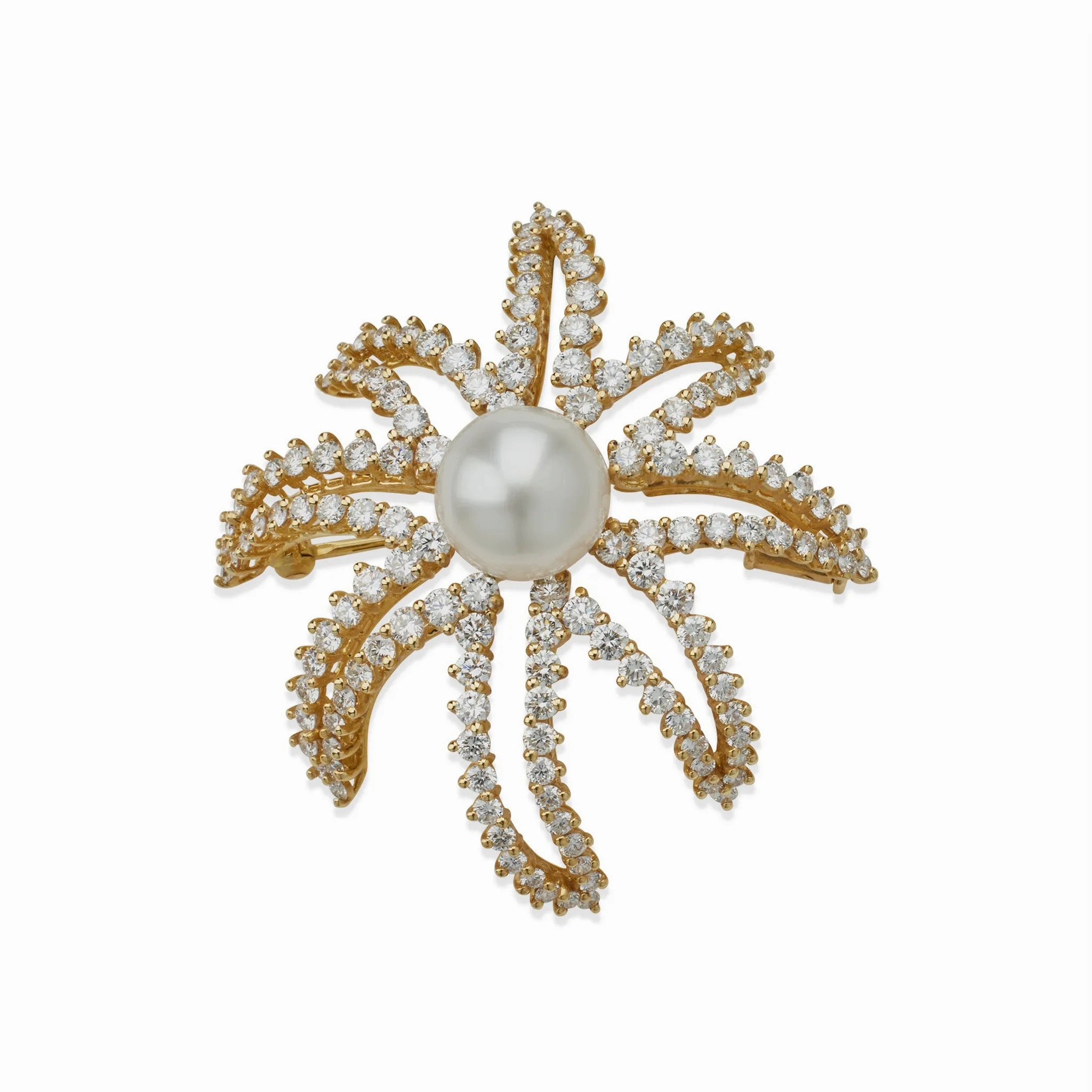 Tiffany &amp; Co. Fireworks Pearl and Diamond Brooch