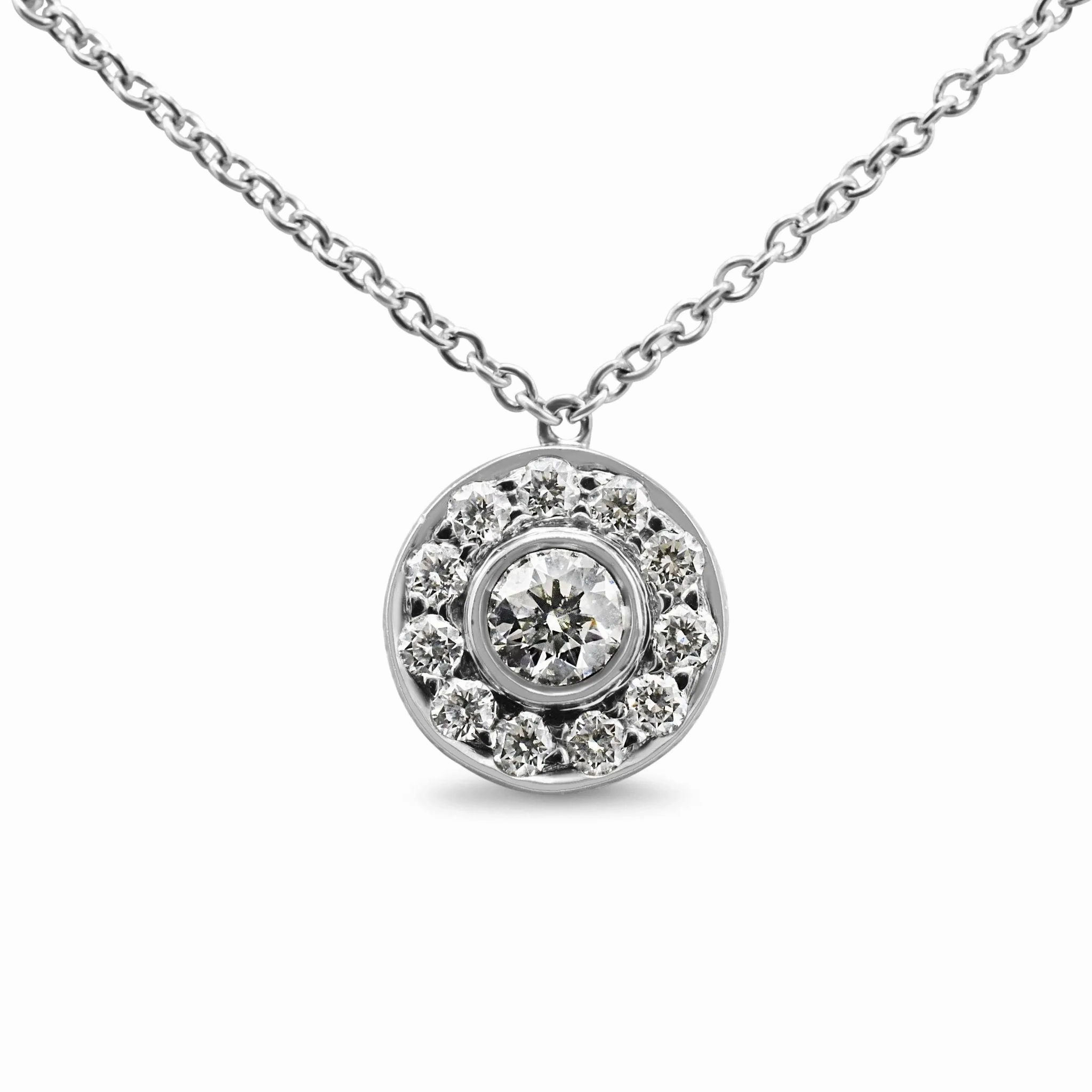 Tiffany &amp; Co. Platinum Diamond Circlet Pendant Necklace - Platinum