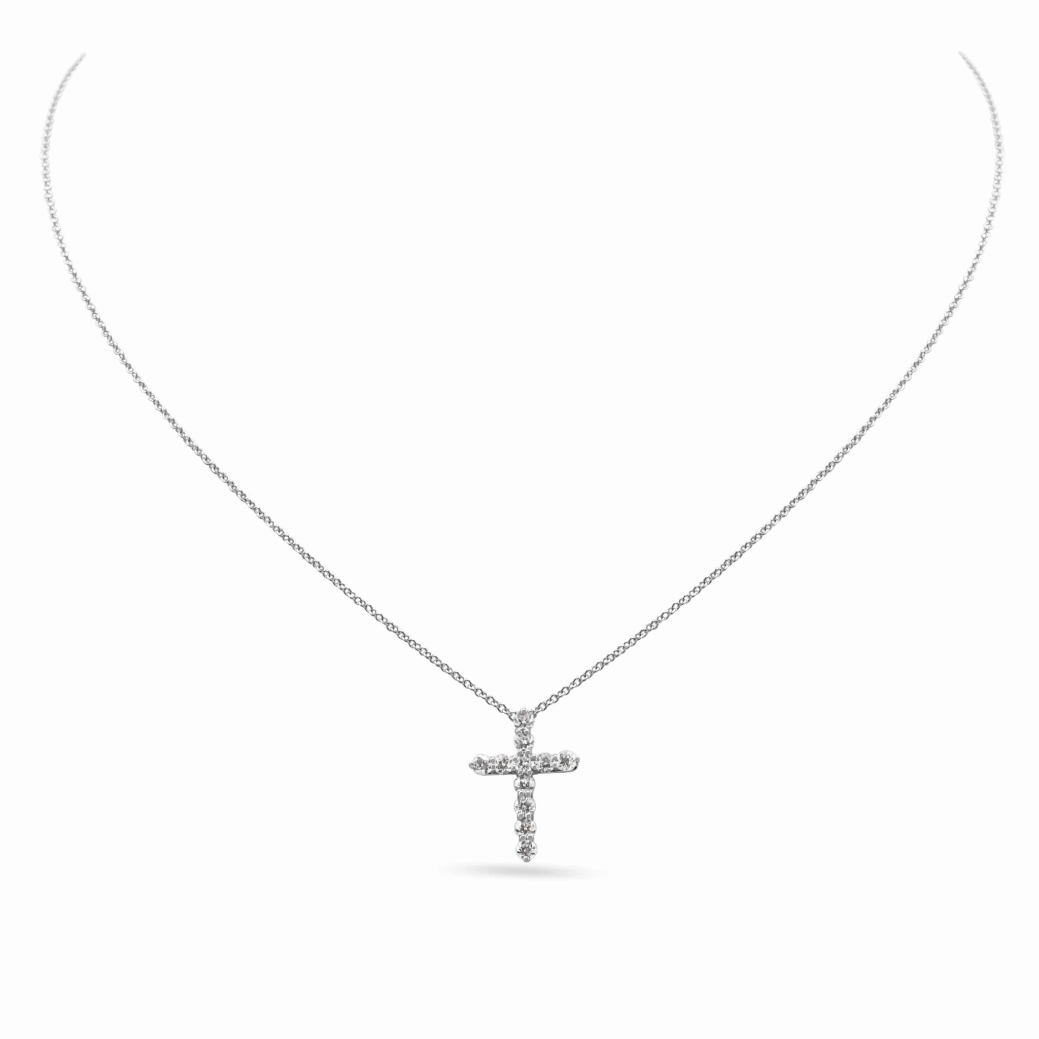 Tiffany Diamond Cross Pendant, Small, On 16&quot; Necklace - Platinum