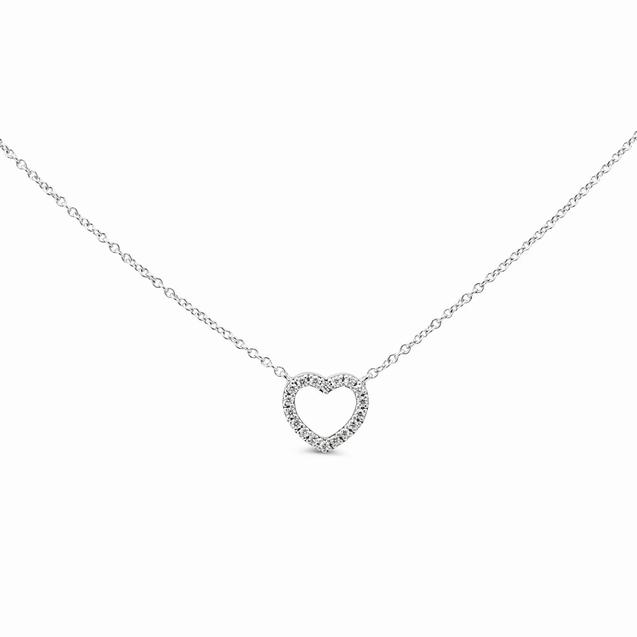 Tiffany Diamond Set Mini Metro Heart Pendant Necklace - 18ct White Gold