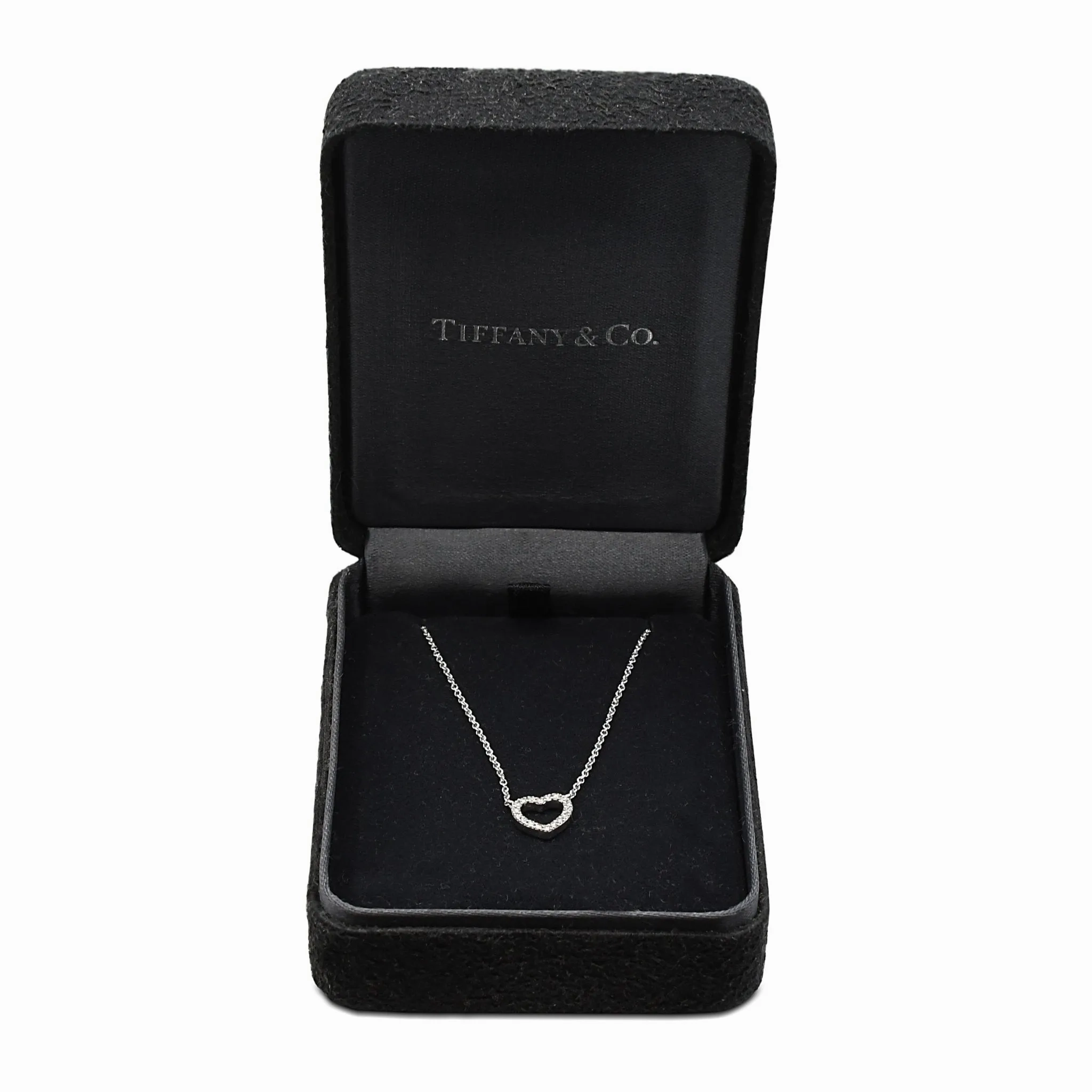 Tiffany Diamond Set Mini Metro Heart Pendant Necklace - 18ct White Gold