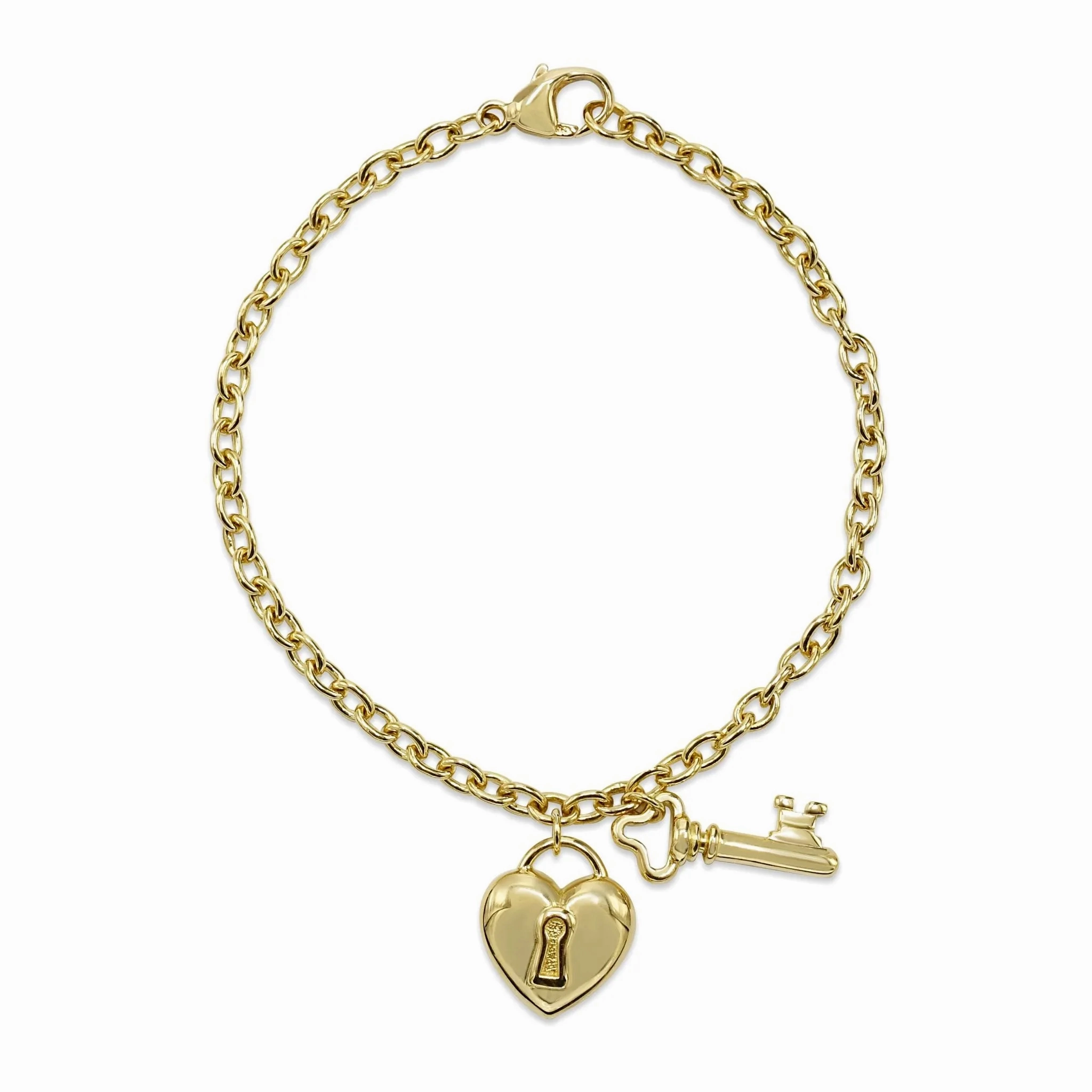 Tiffany Heart &amp; Padlock 6.5&quot; Bracelet - 18ct Yellow Gold