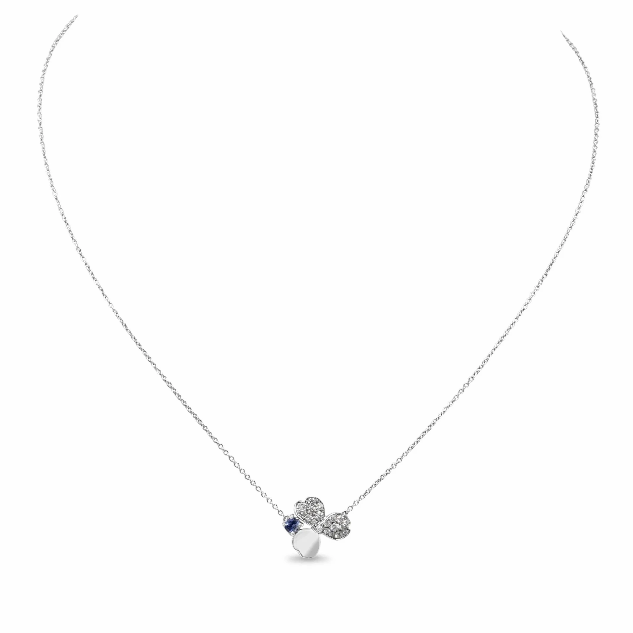 Tiffany Paper Flower Diamond &amp; Tanzanite Pendant Necklace