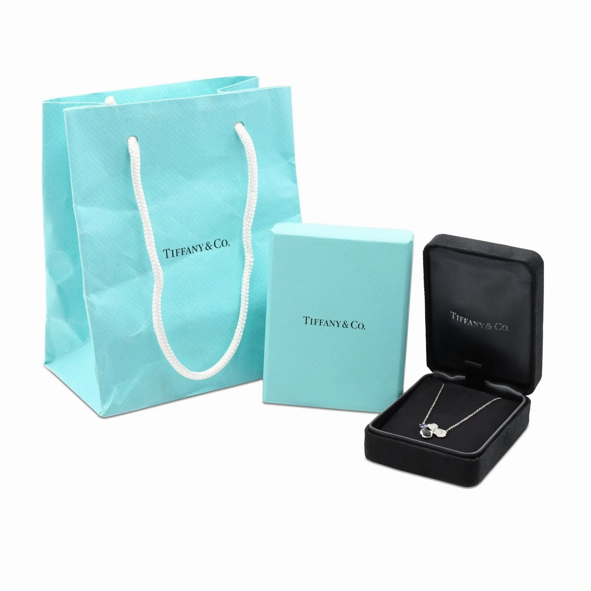 Tiffany Paper Flower Diamond &amp; Tanzanite Pendant Necklace