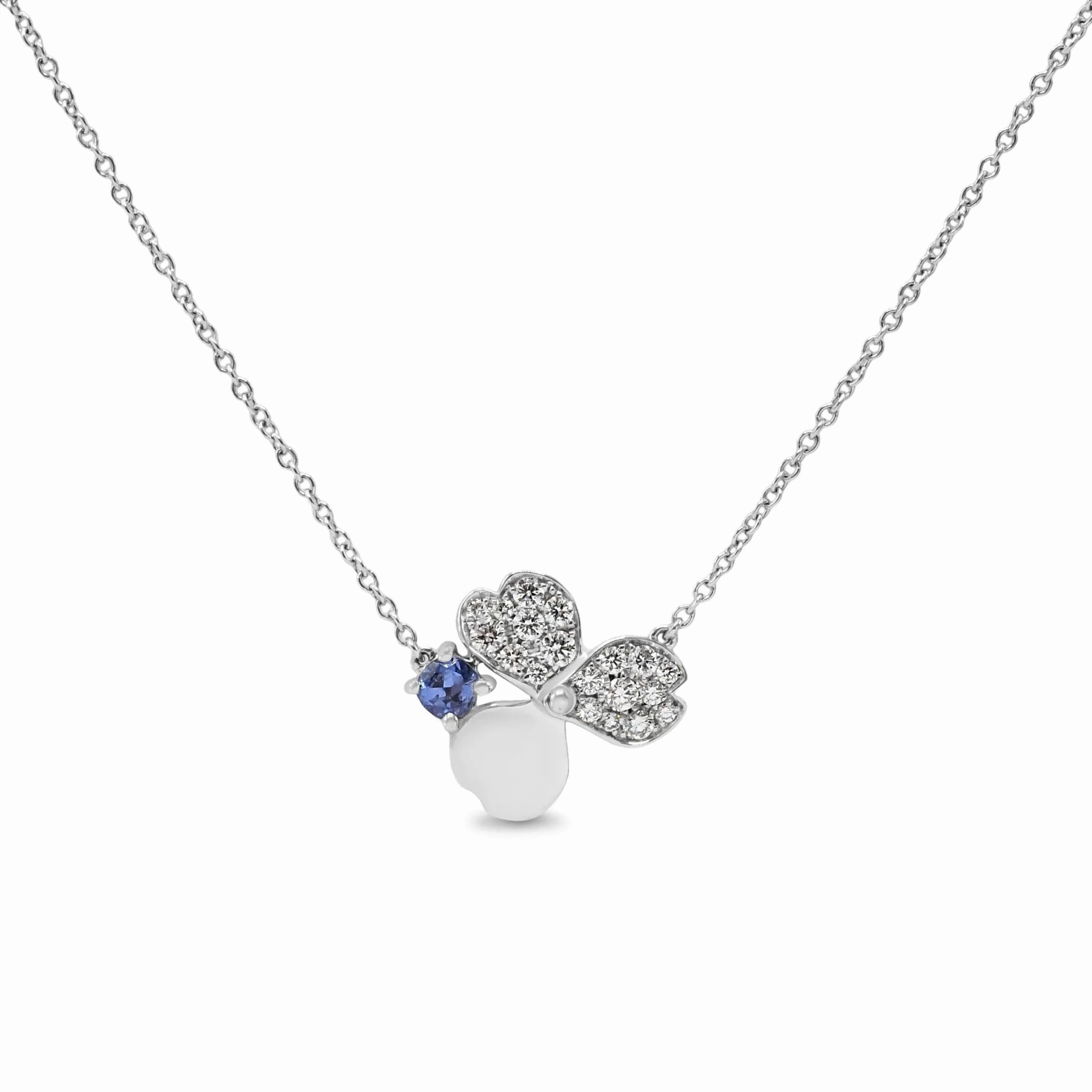 Tiffany Paper Flower Diamond &amp; Tanzanite Pendant Necklace