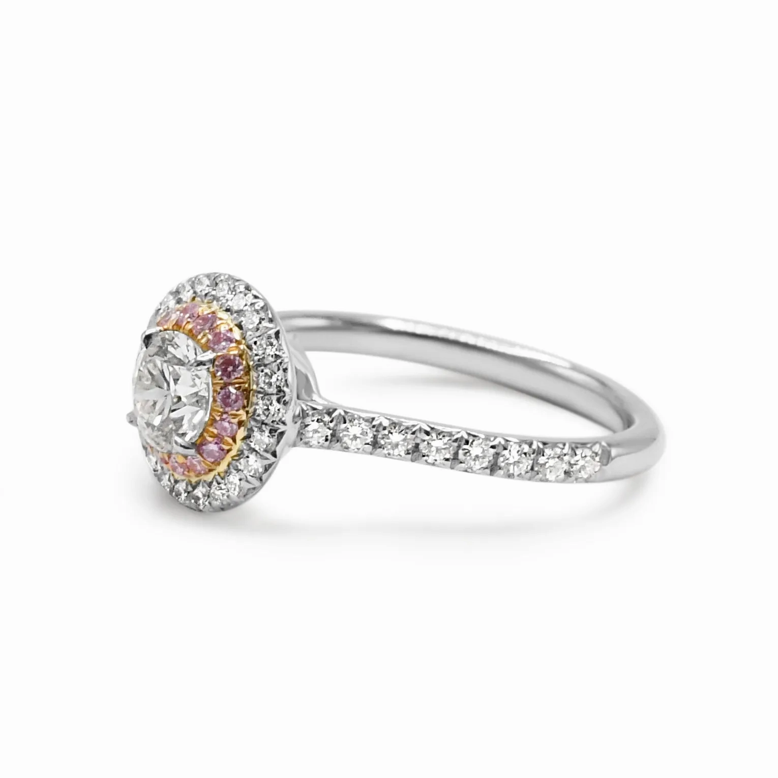 Tiffany Soleste White &amp; Pink Double Halo Diamond Ring