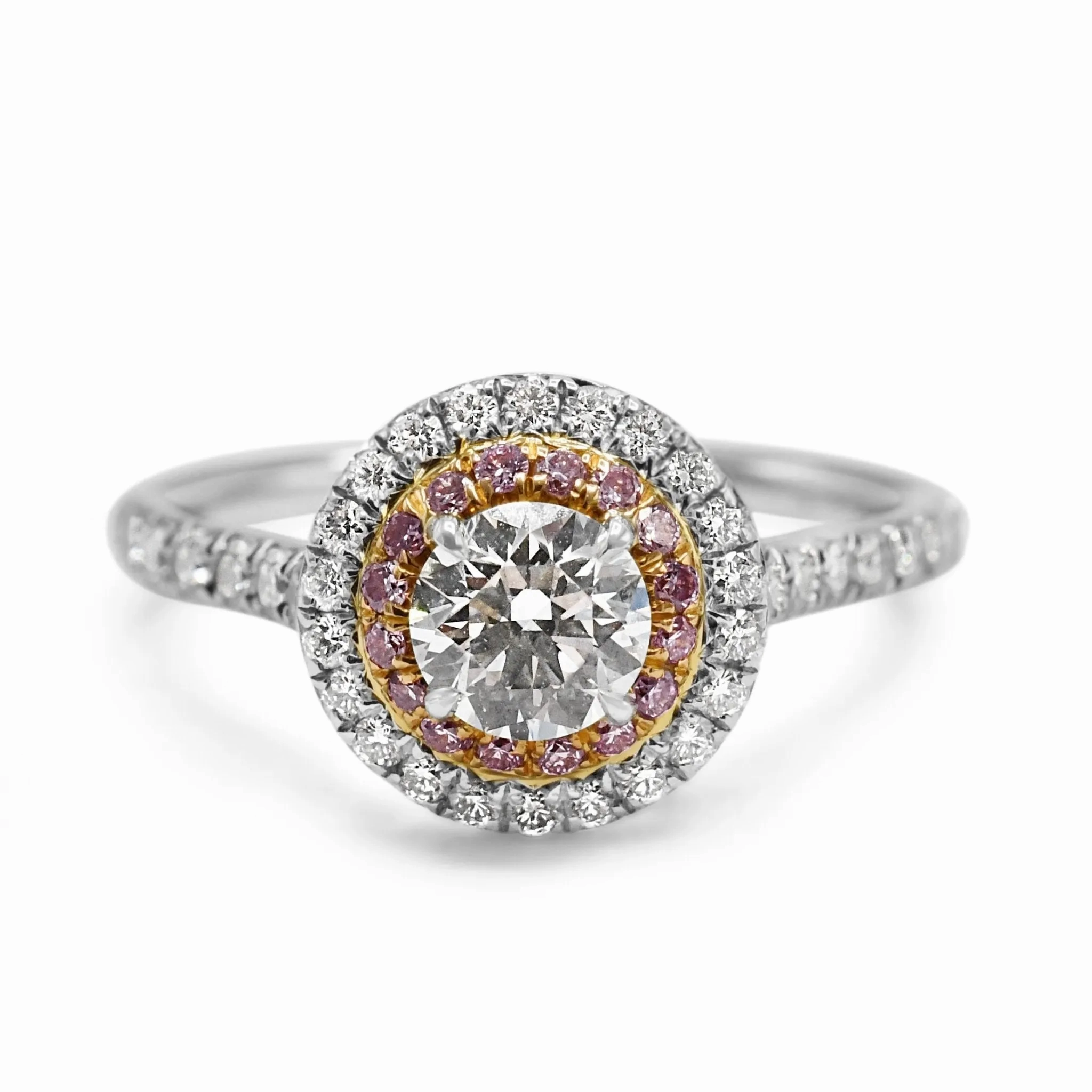 Tiffany Soleste White &amp; Pink Double Halo Diamond Ring