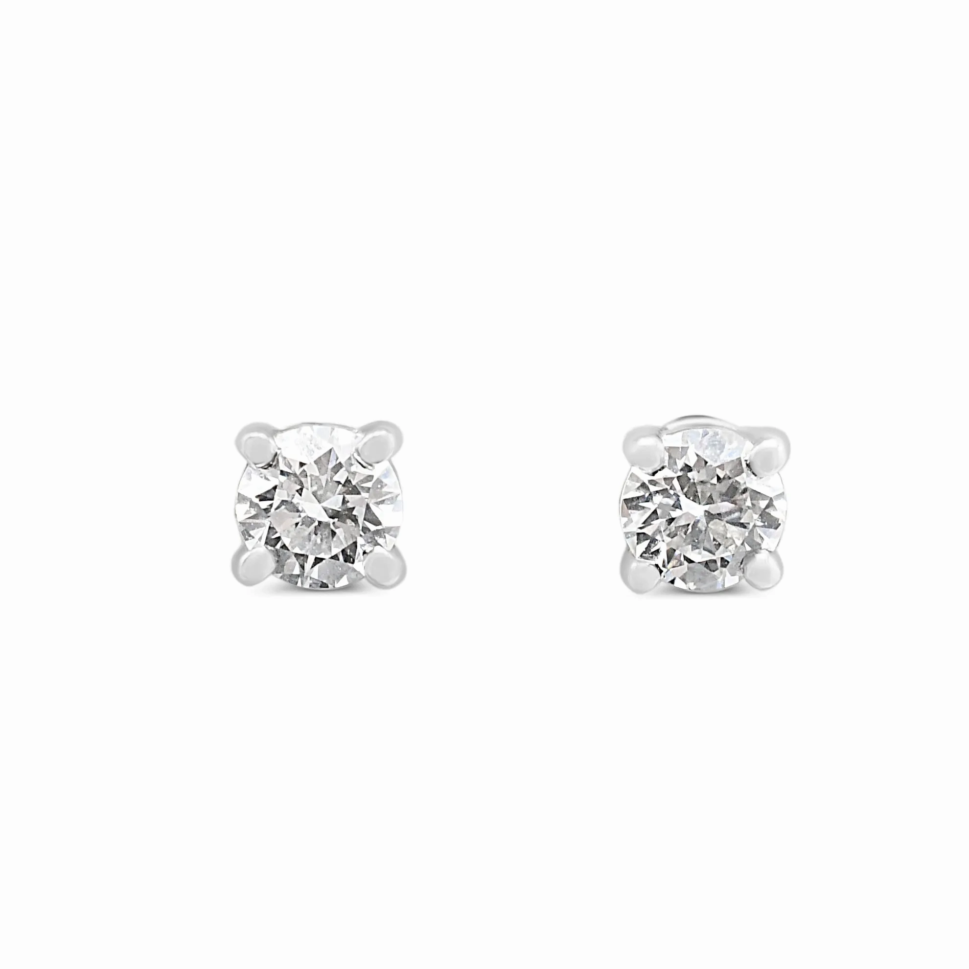Tiffany Solitaire Brilliant Cut Diamond Stud Earrings - Platinum