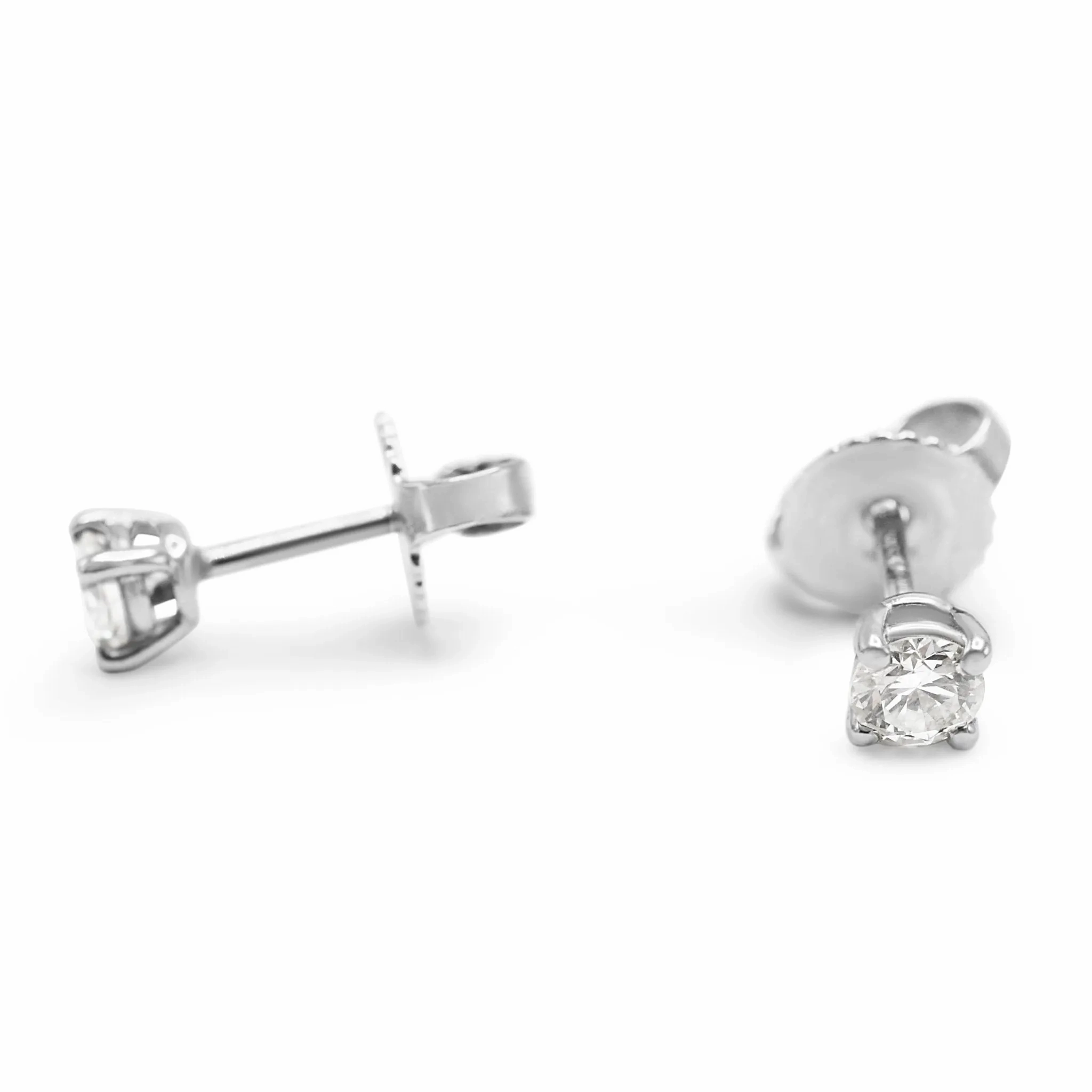 Tiffany Solitaire Brilliant Cut Diamond Stud Earrings - Platinum