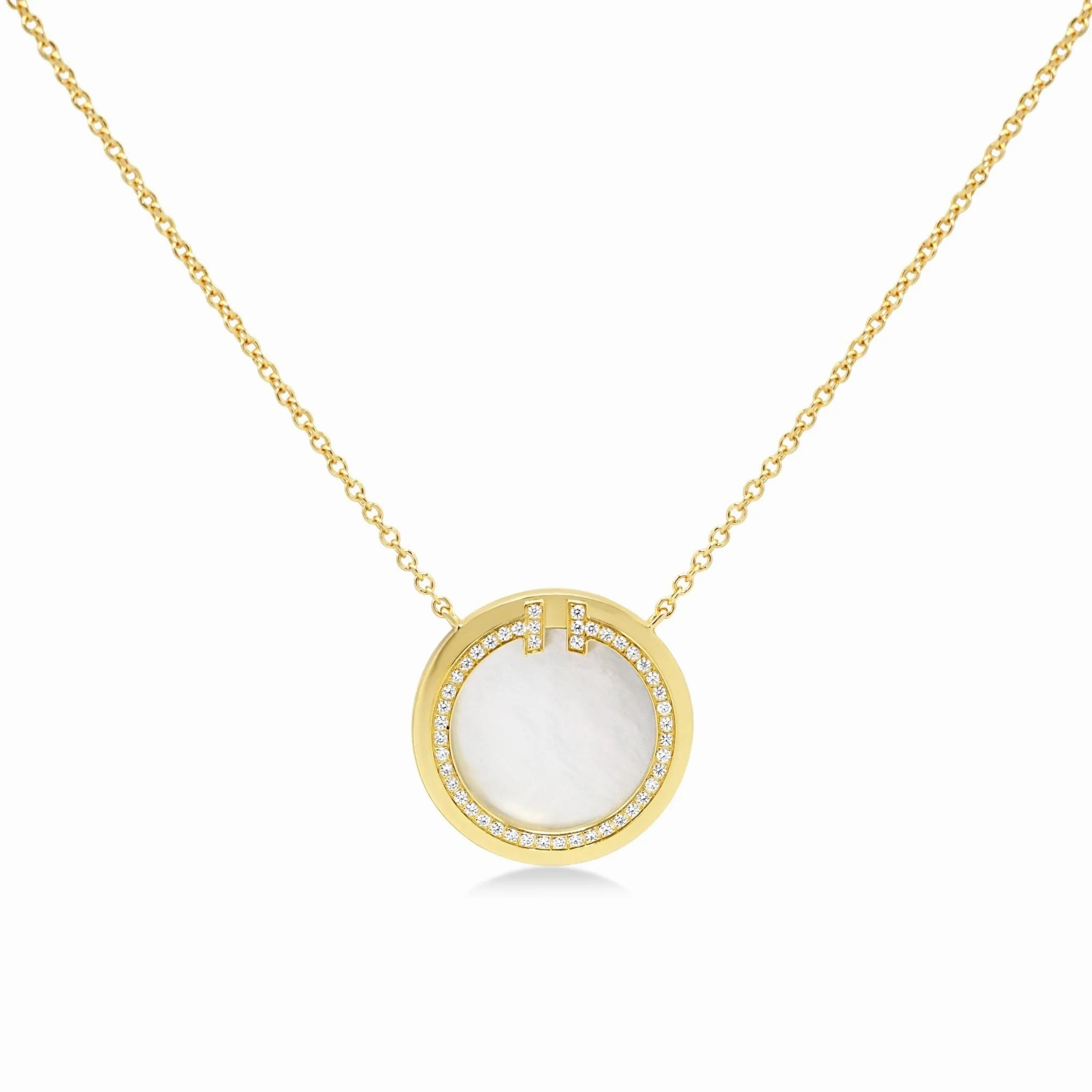 Tiffany T Diamond and Mother-of-pearl Circle Pendant Necklace