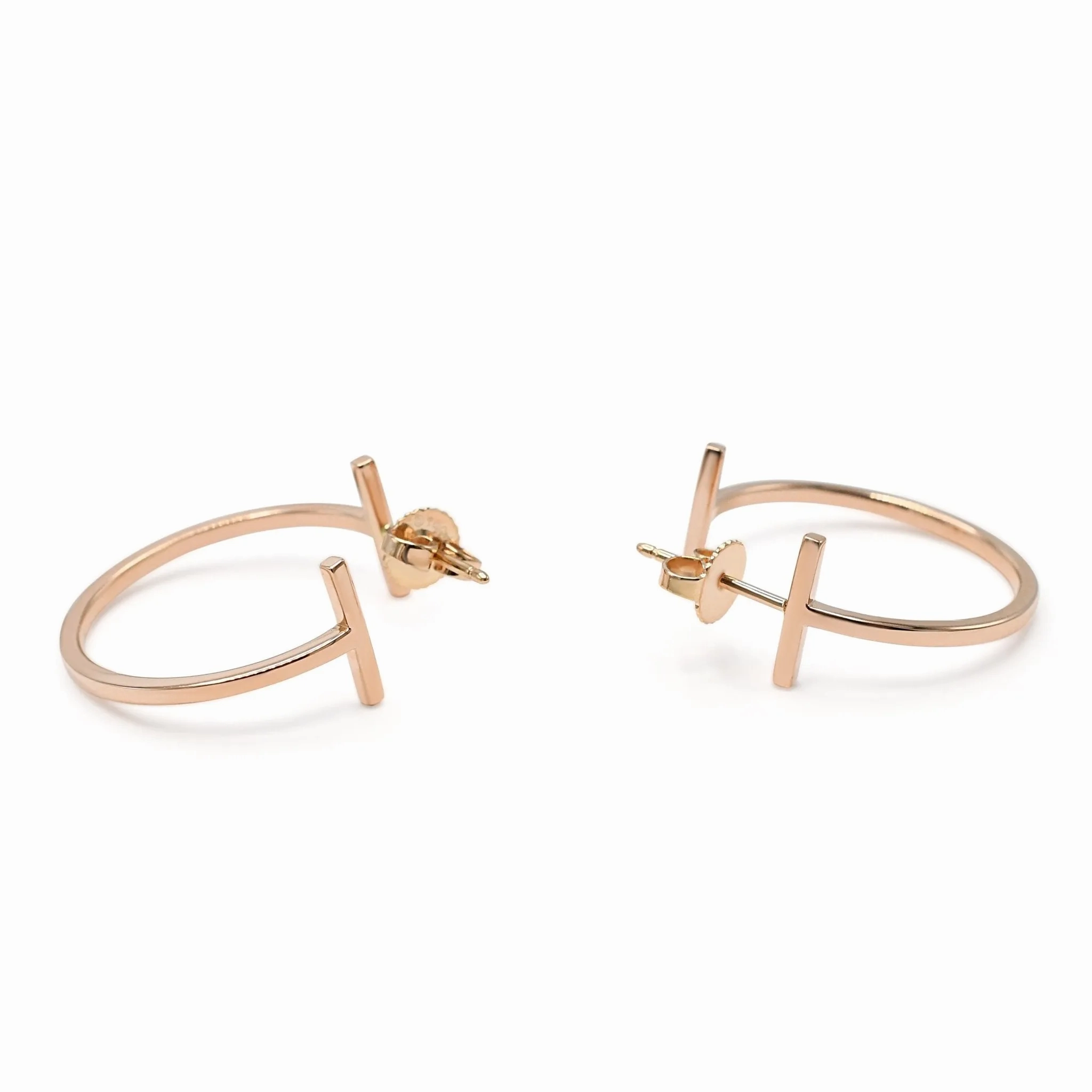 Tiffany T Hoop Earrings, Medium - 18ct Rose Gold