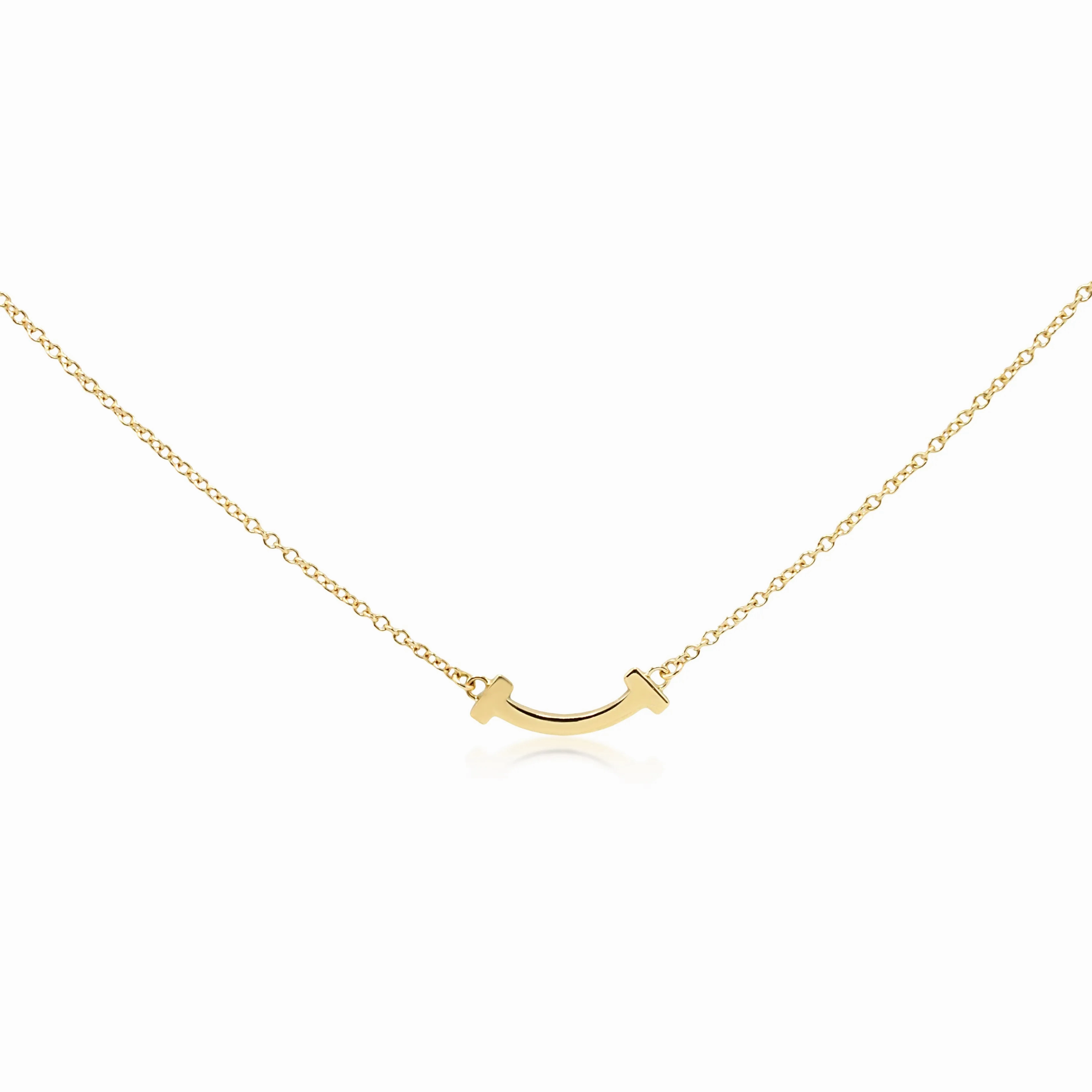 Tiffany T Smile Pendant Necklace, Mini - 18ct Yellow Gold