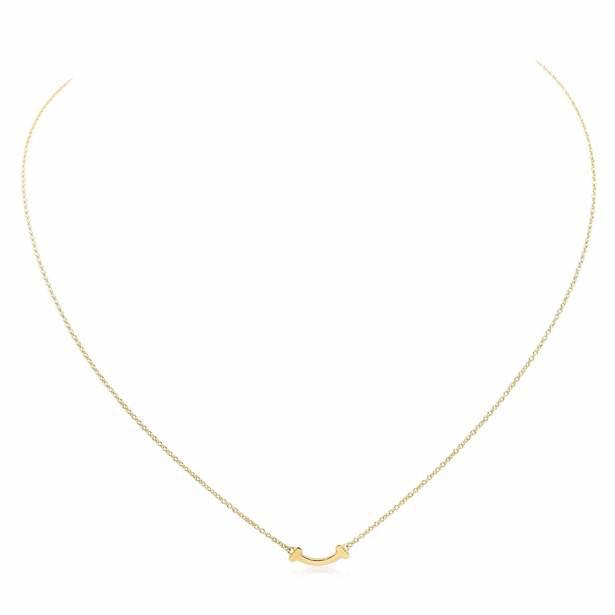 Tiffany T Smile Pendant Necklace, Mini - 18ct Yellow Gold