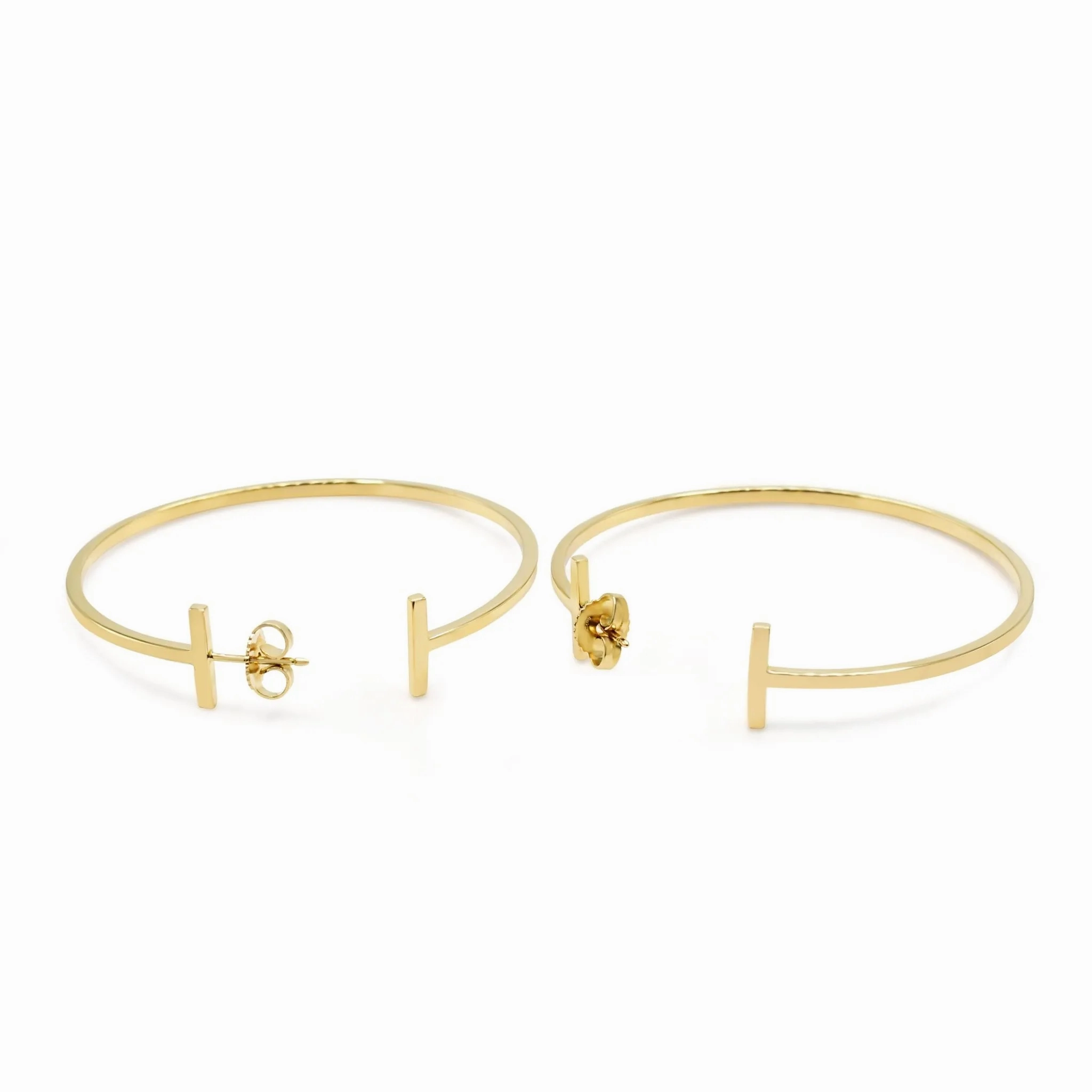 Tiffany T Wire Hoop Earrings XL - 18ct Yellow Gold