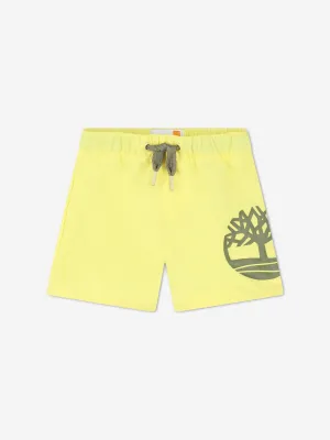 Timberland Baby Boys Logo Print Badeshorts in Gelb