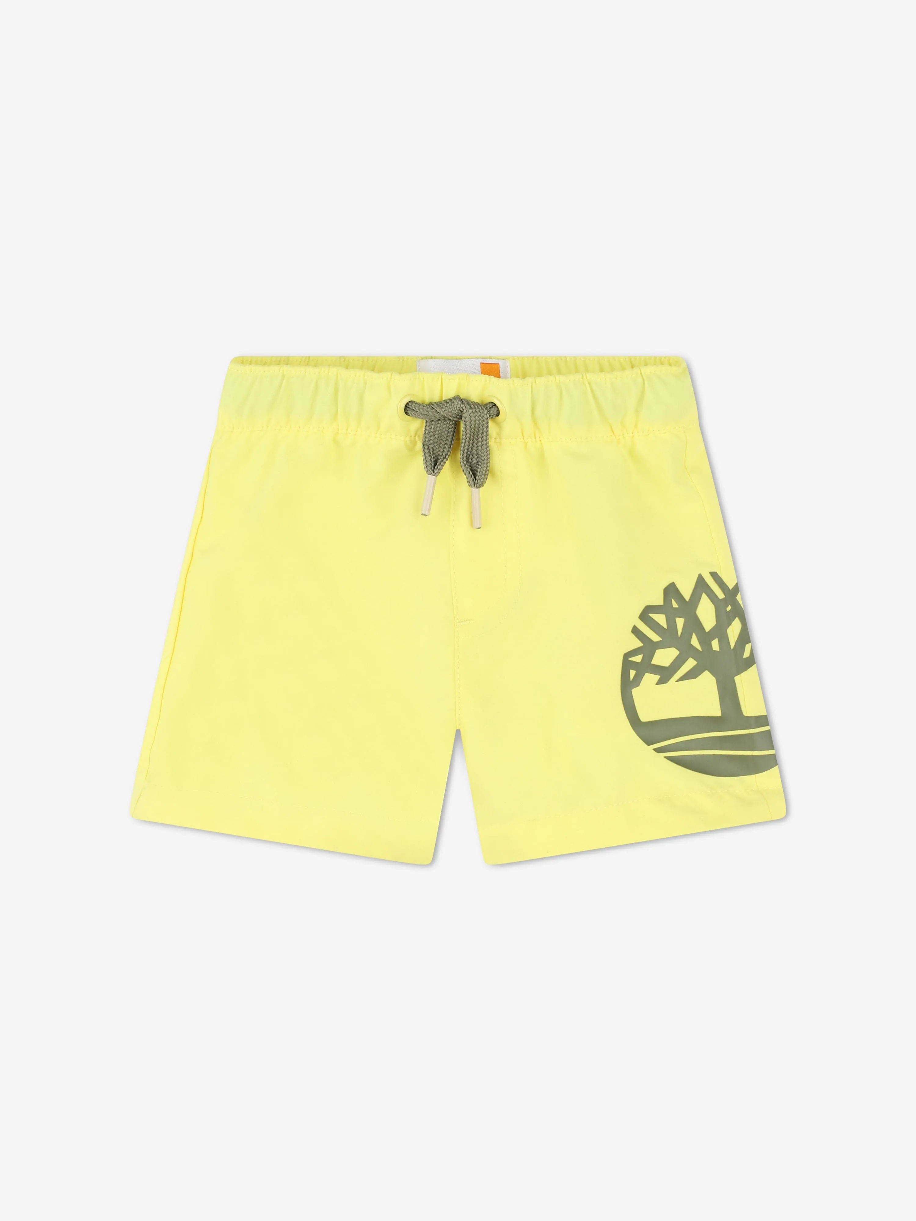 Timberland Baby Boys Logo Print Badeshorts in Gelb