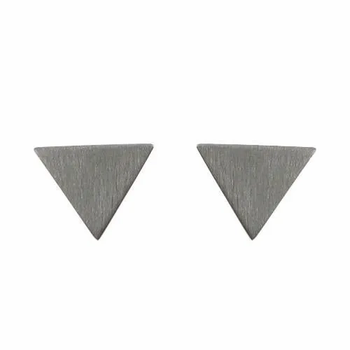 Tiny Brushed Triangle Studs