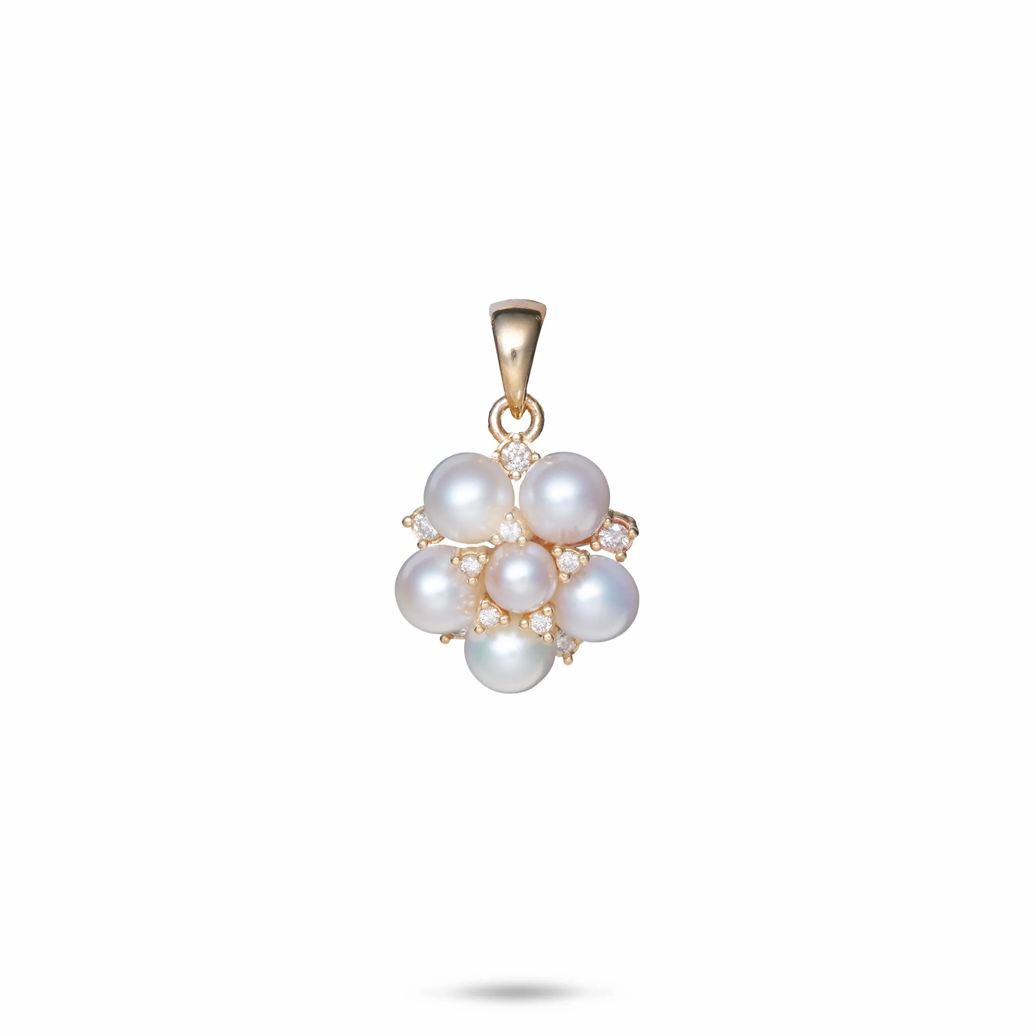 Tiny Bubbles Freshwater White Pearl Pendant in Gold with Diamonds