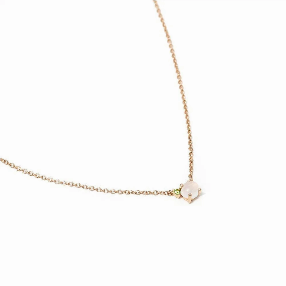 Tiny Cloud 18K Gold or Rosegold Necklace w. Tsavorite &amp; Diamond
