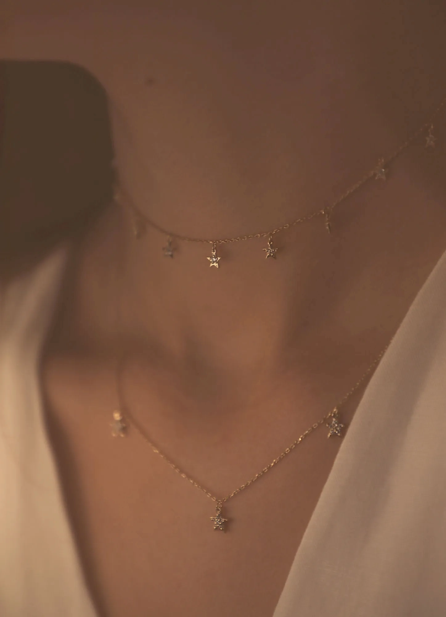 Tiny Star 18K Gold Necklace w. Diamonds