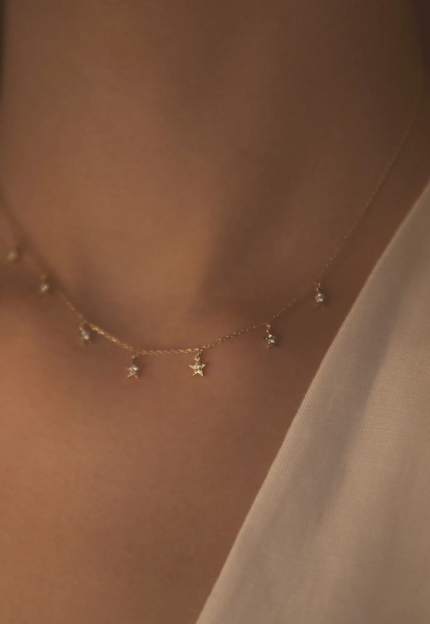 Tiny Star 18K Gold Necklace w. Diamonds
