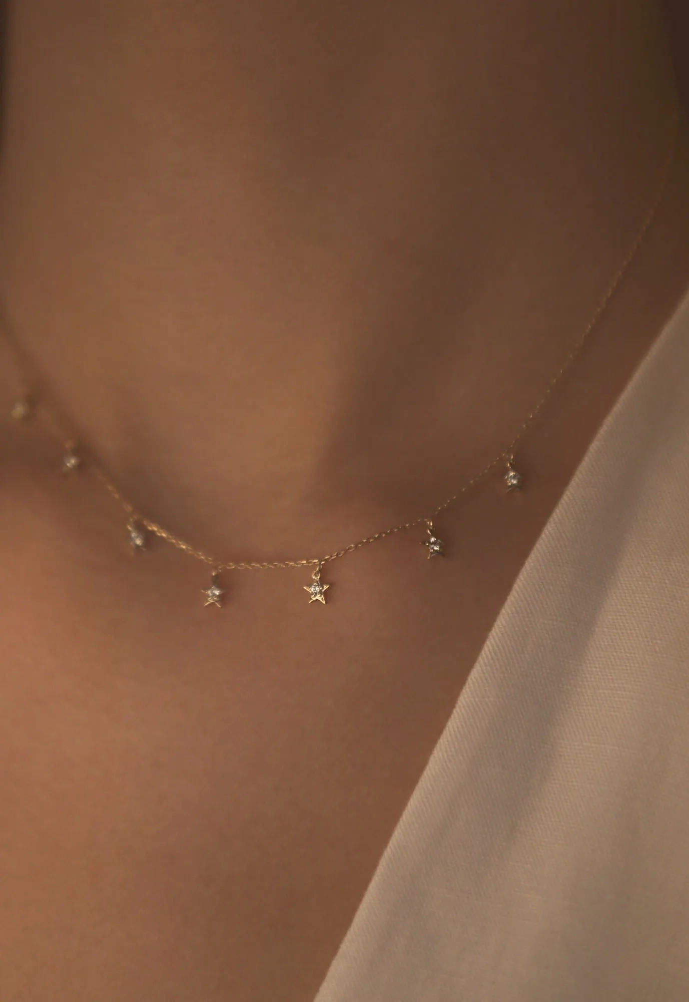 Tiny Star 18K Rose Gold Necklace w. Diamonds