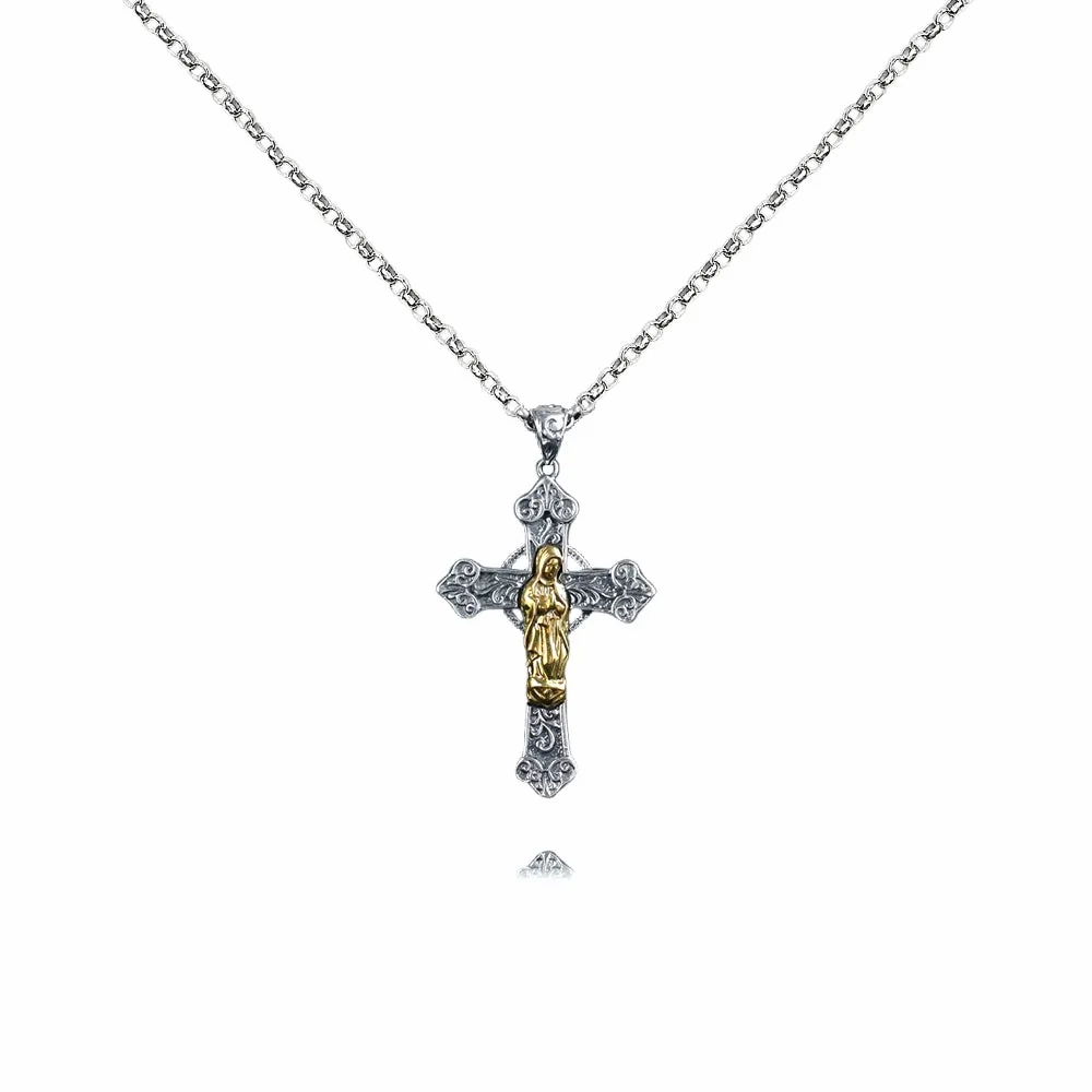Trendy S925 Virgin Mary Cross Virgencita Necklace