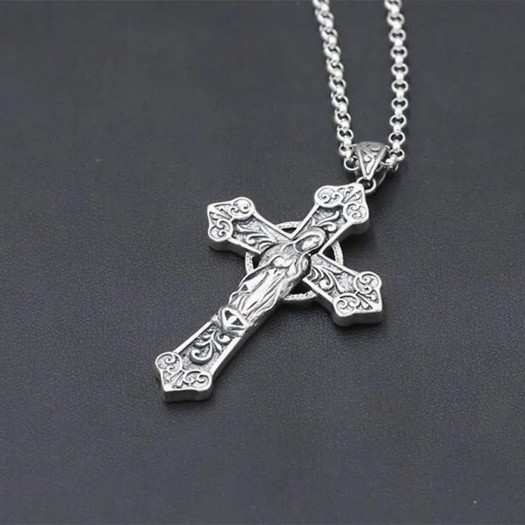 Trendy S925 Virgin Mary Cross Virgencita Necklace