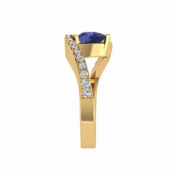 Trillion Cut Gemstone and Diamond Ring 14K Gold