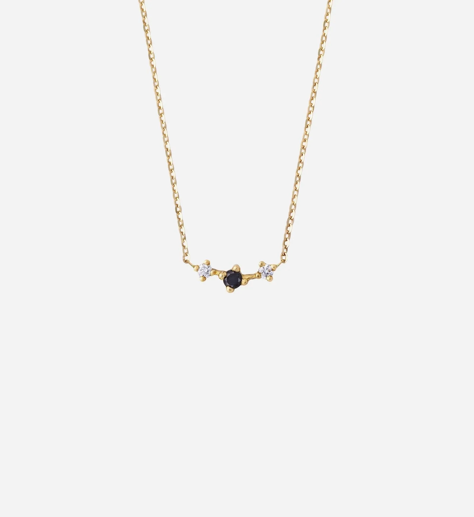 Trio Black Diamond Necklace 0.09 in 14K Yellow Gold