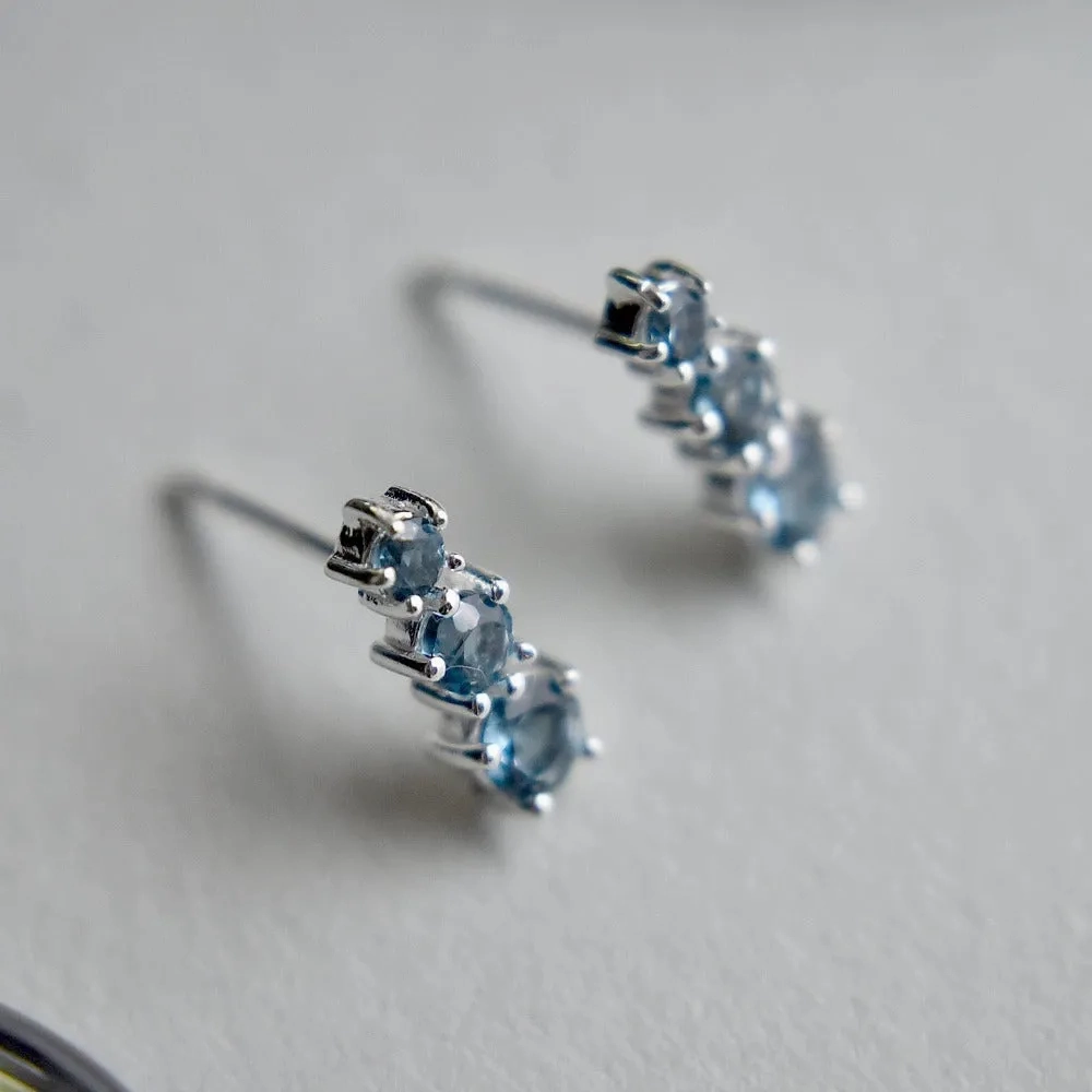 Triple Blue Topaz Studs