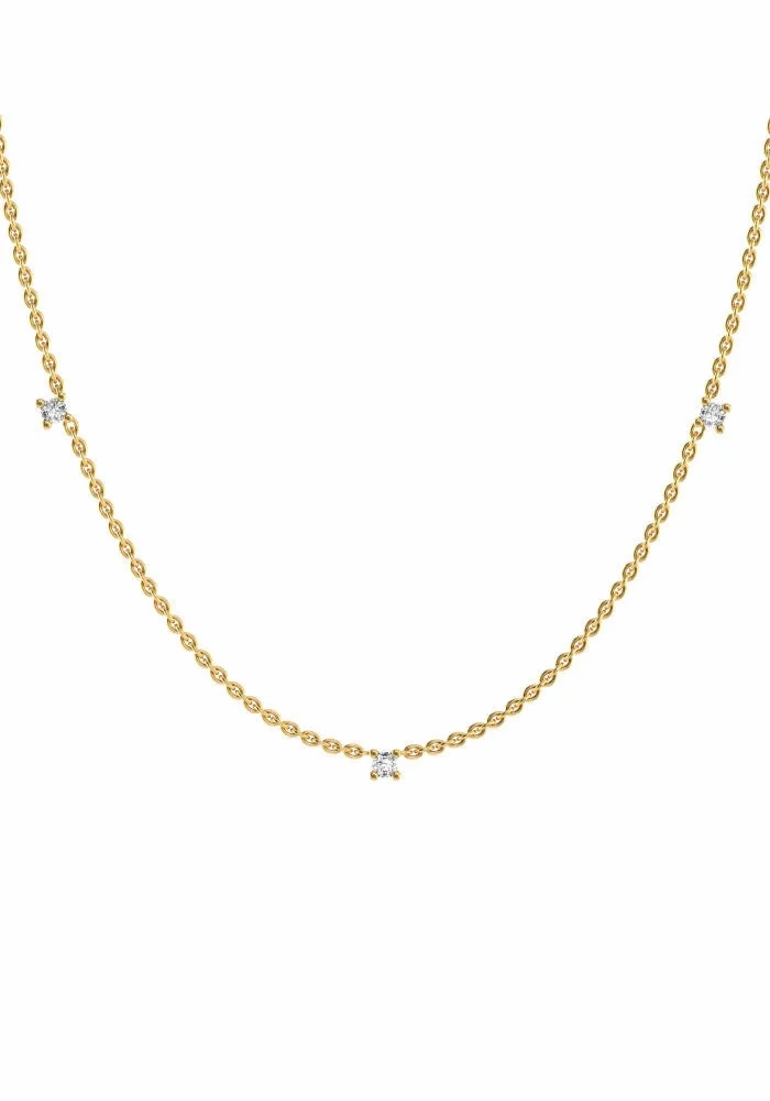 Triplet 18K Gold Necklace w. Lab-Grown Diamonds