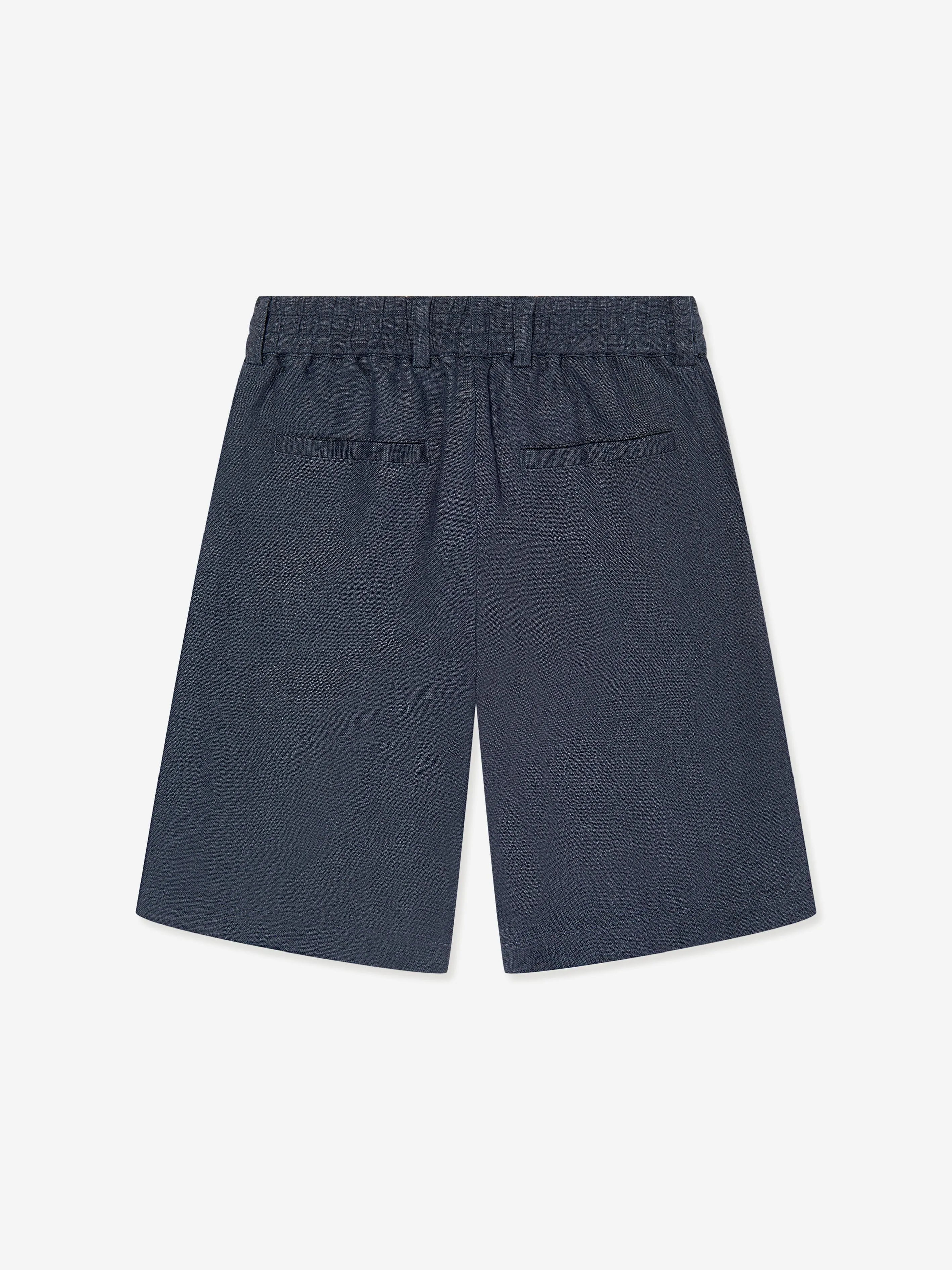 Trussardi Boys Nauta Leinen Bermuda Shorts in Blau