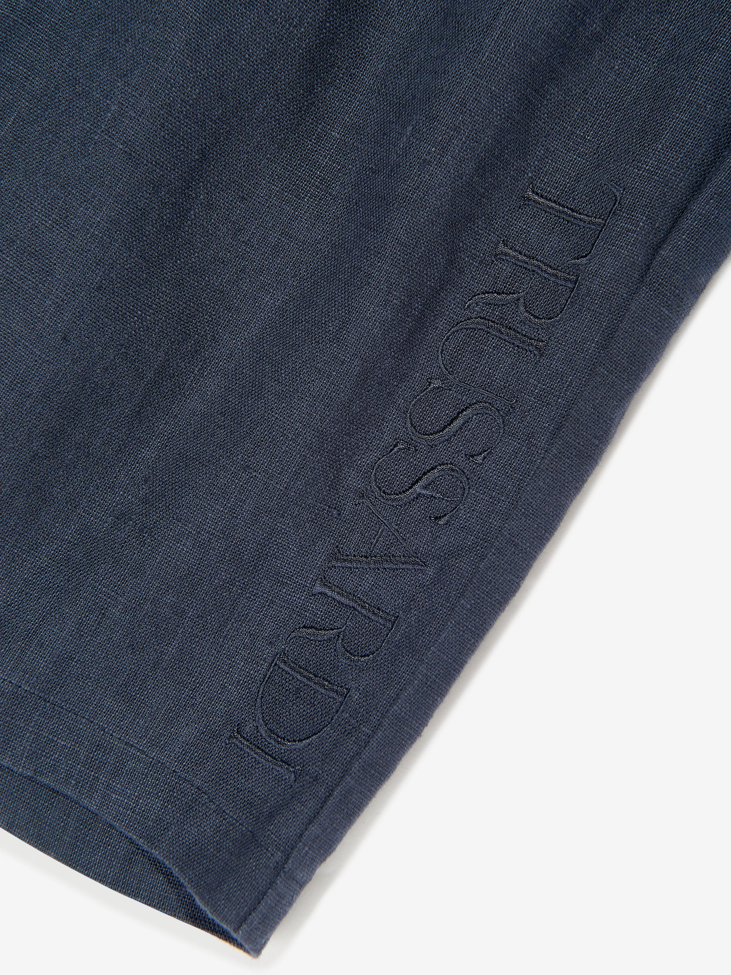 Trussardi Boys Nauta Leinen Bermuda Shorts in Blau