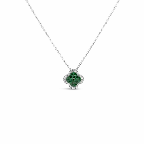 Tsavorite &amp; Diamond Clover Pendant