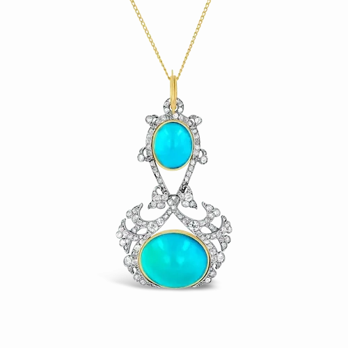 Turquoise &amp; Diamond Estate Pendant