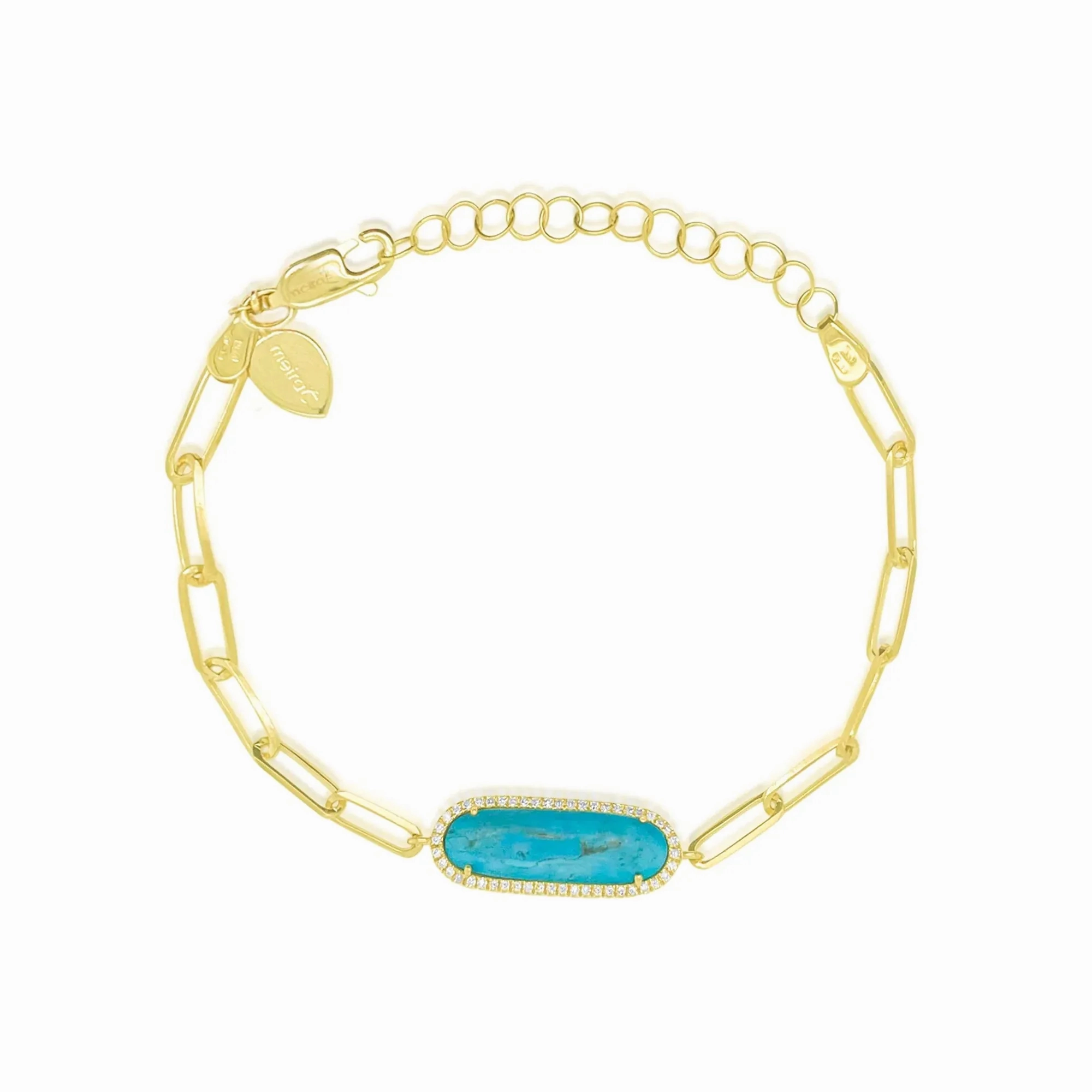 Turquoise &amp; Diamond Link Bracelet