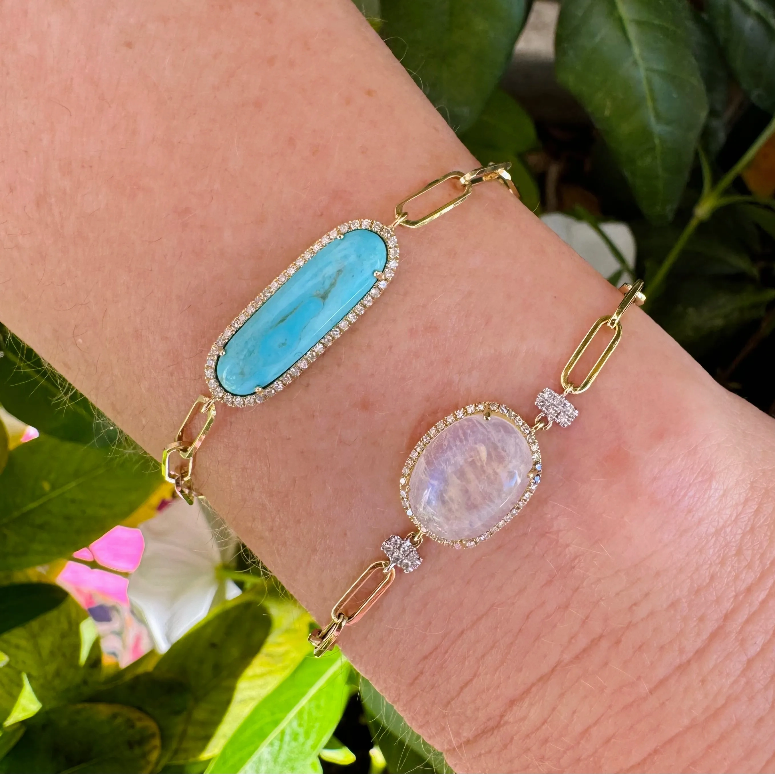 Turquoise &amp; Diamond Link Bracelet