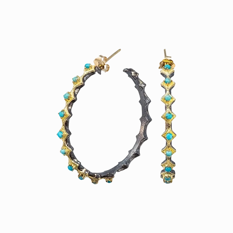Turquoise Crivelli Hoop Earrings