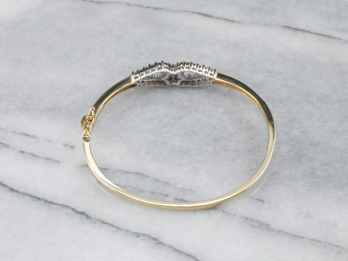 Two Tone God Diamond Bangle Bracelet