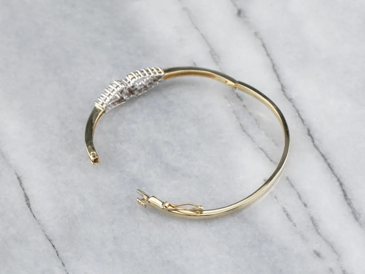 Two Tone God Diamond Bangle Bracelet
