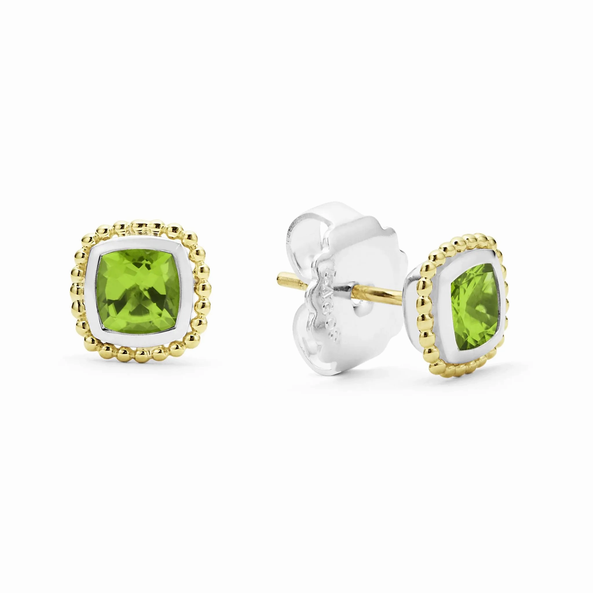 Two-Tone Peridot Stud Earrings